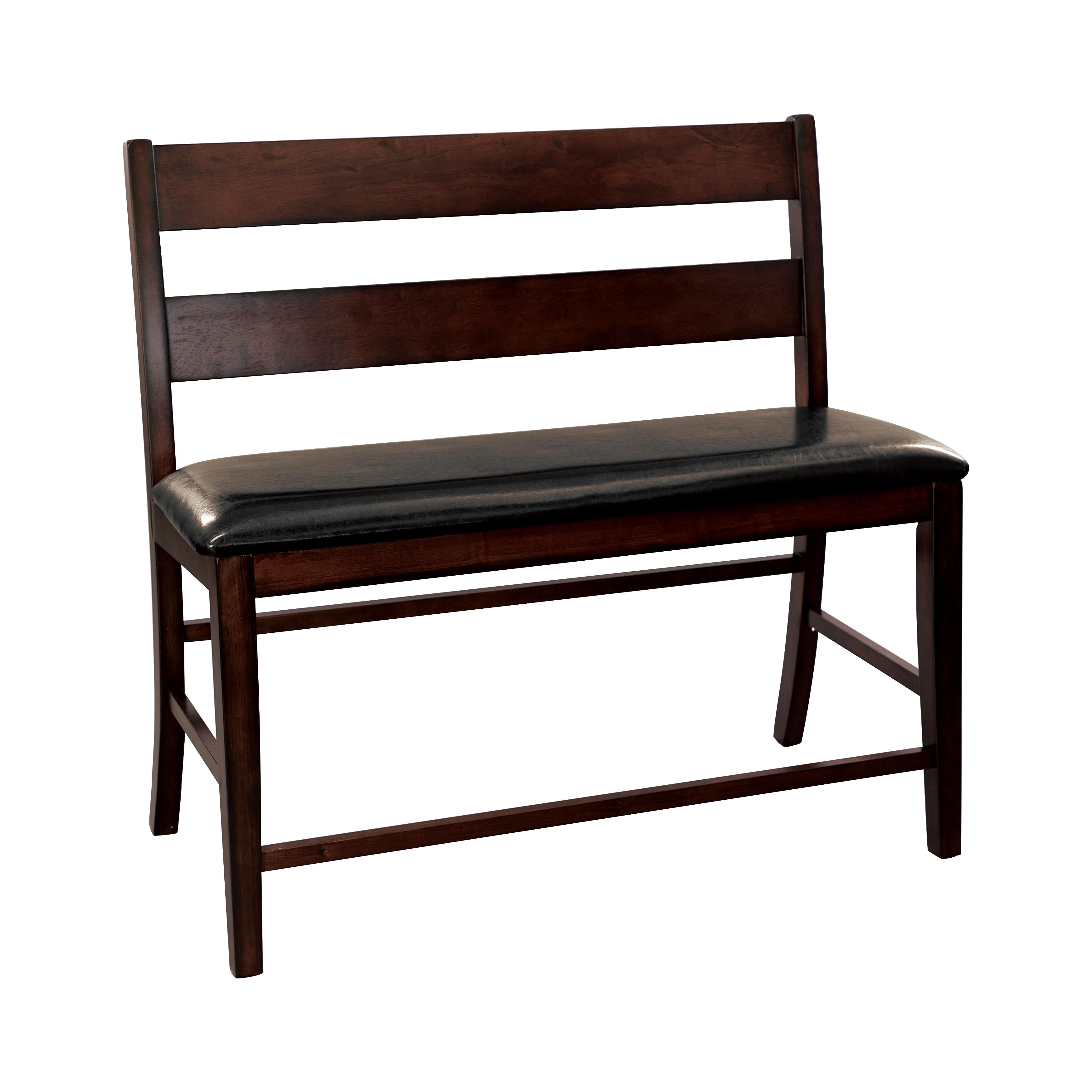 Transitional Counter Height Bench 5547-24BH Mantello 5547-24BH in Cherry Faux Leather