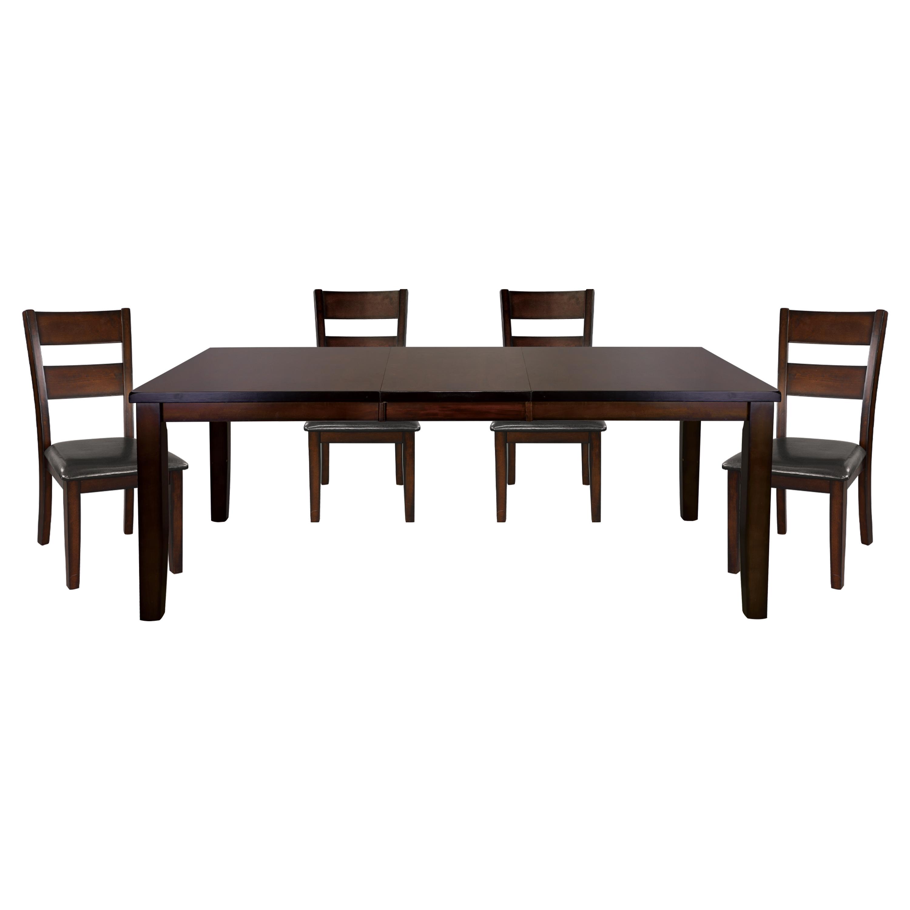 Transitional Dining Room Set 5547-78*5 Mantello 5547-78*5 in Cherry Faux Leather
