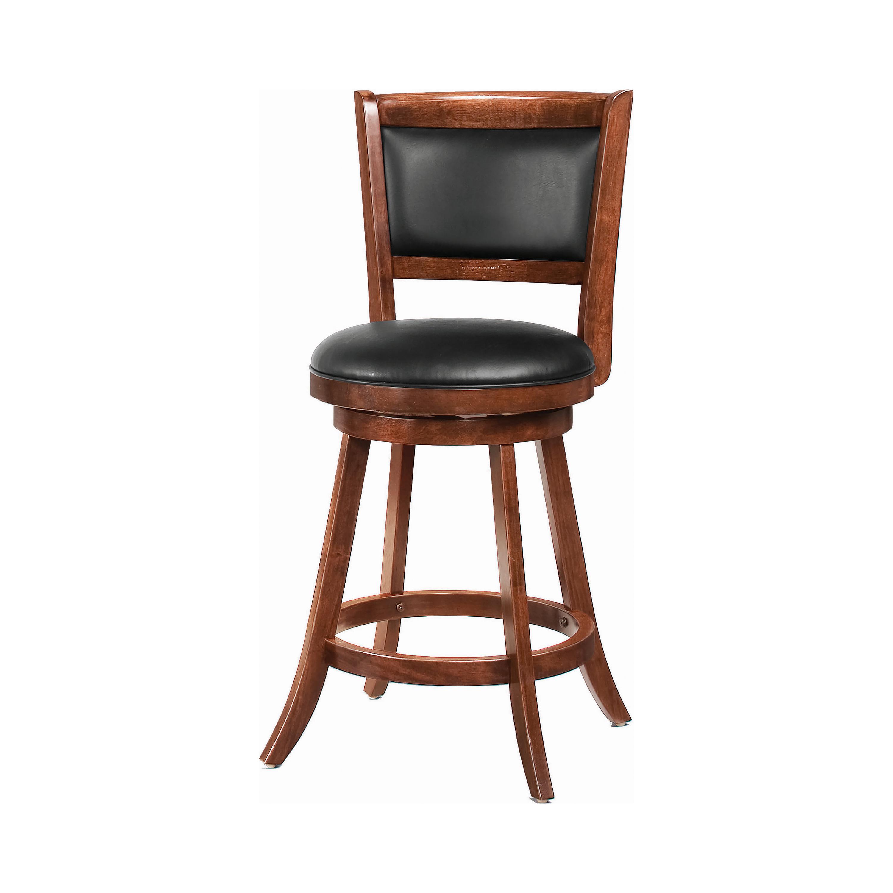 Transitional Counter Height Stool Set 101919 101919 in Chestnut, Black Leatherette