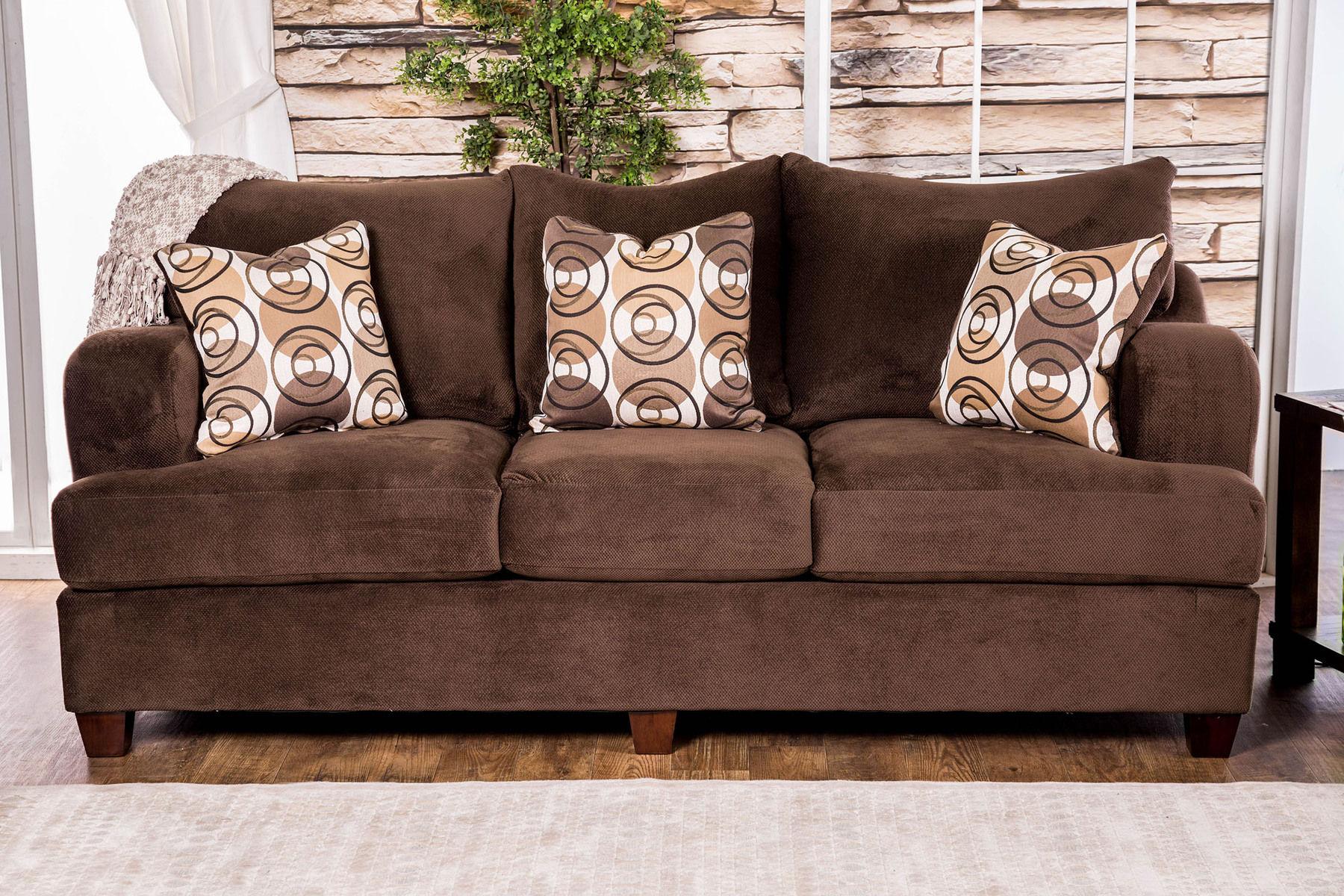 

    
Transitional Chocolate Chenille Living Room Set 3pcs Furniture of America Wessington
