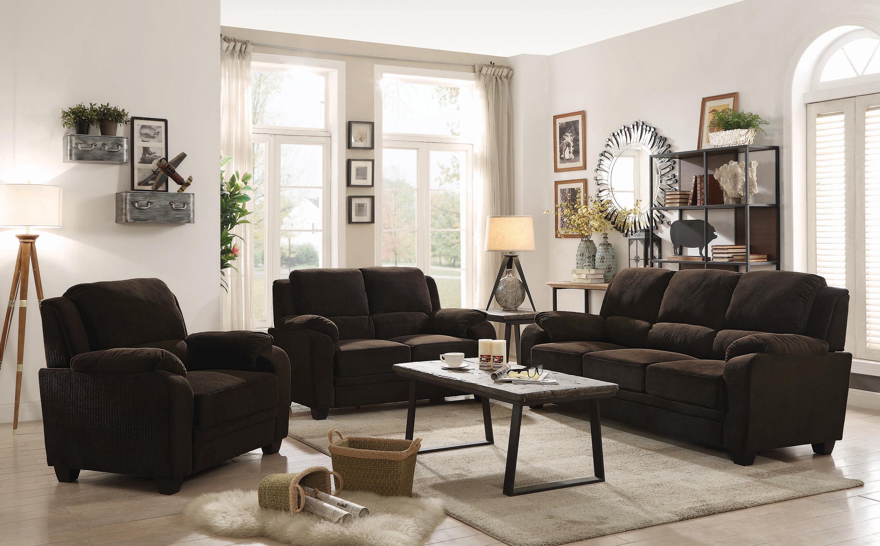 Transitional Living Room Set 506244-S2 Northend 506244-S2 in Chocolate 