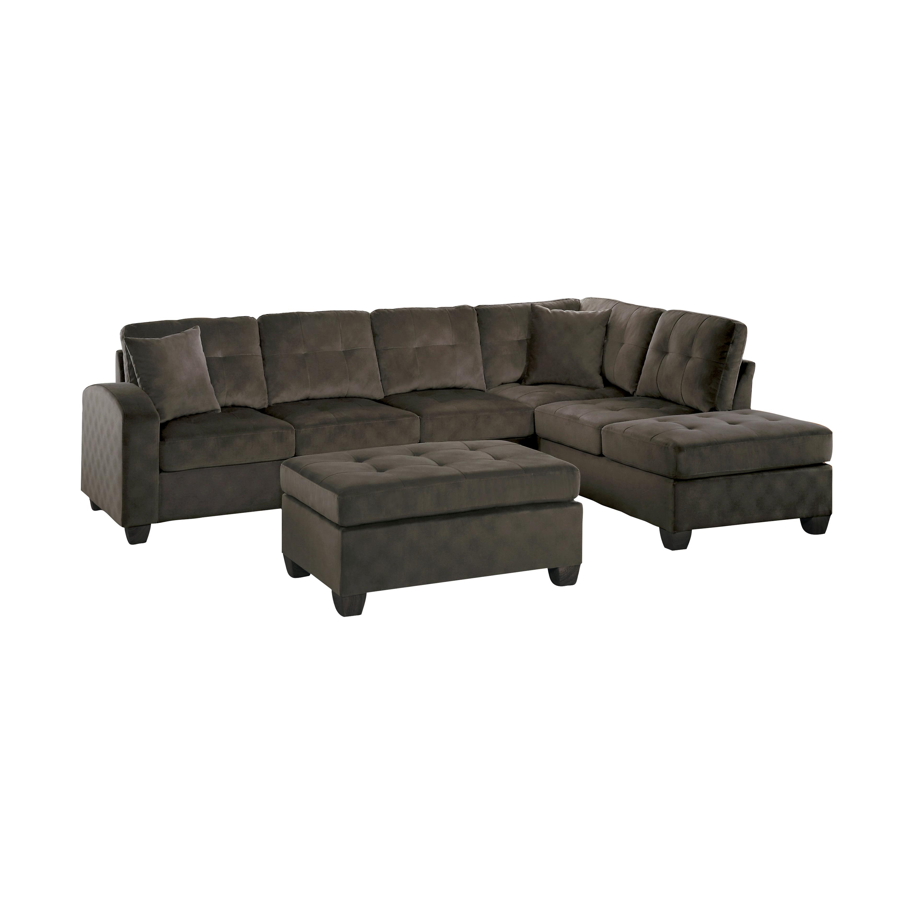 Transitional Sectional w/ Ottoman 8367CH*3 Emilio 8367CH*3 in Chocolate Fabric