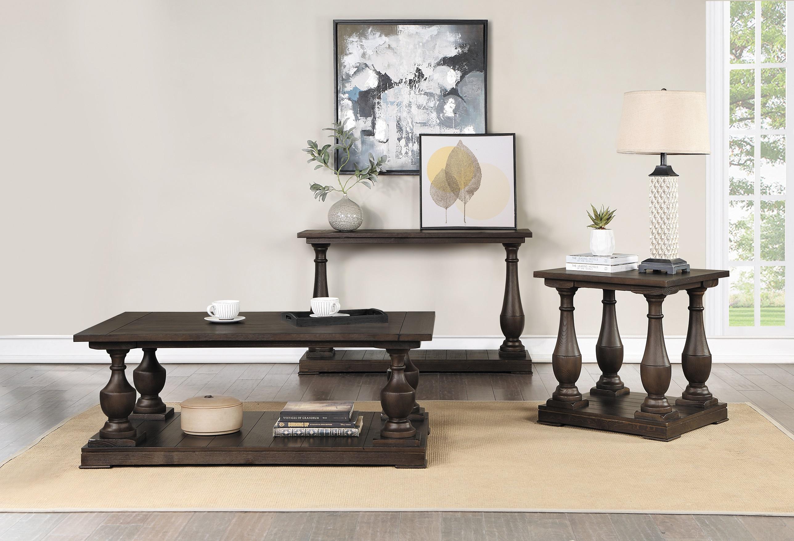 Transitional Coffee Table Set 753378-S3 753378-S3 in Coffee 