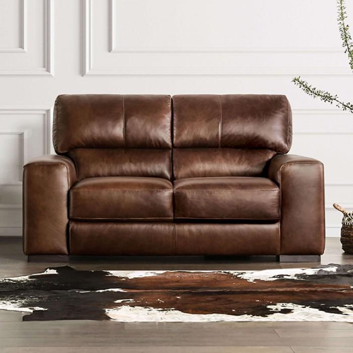 

    
Transitional Cognac Leather Sofa Furniture of America Marsicano FM90005-SF
