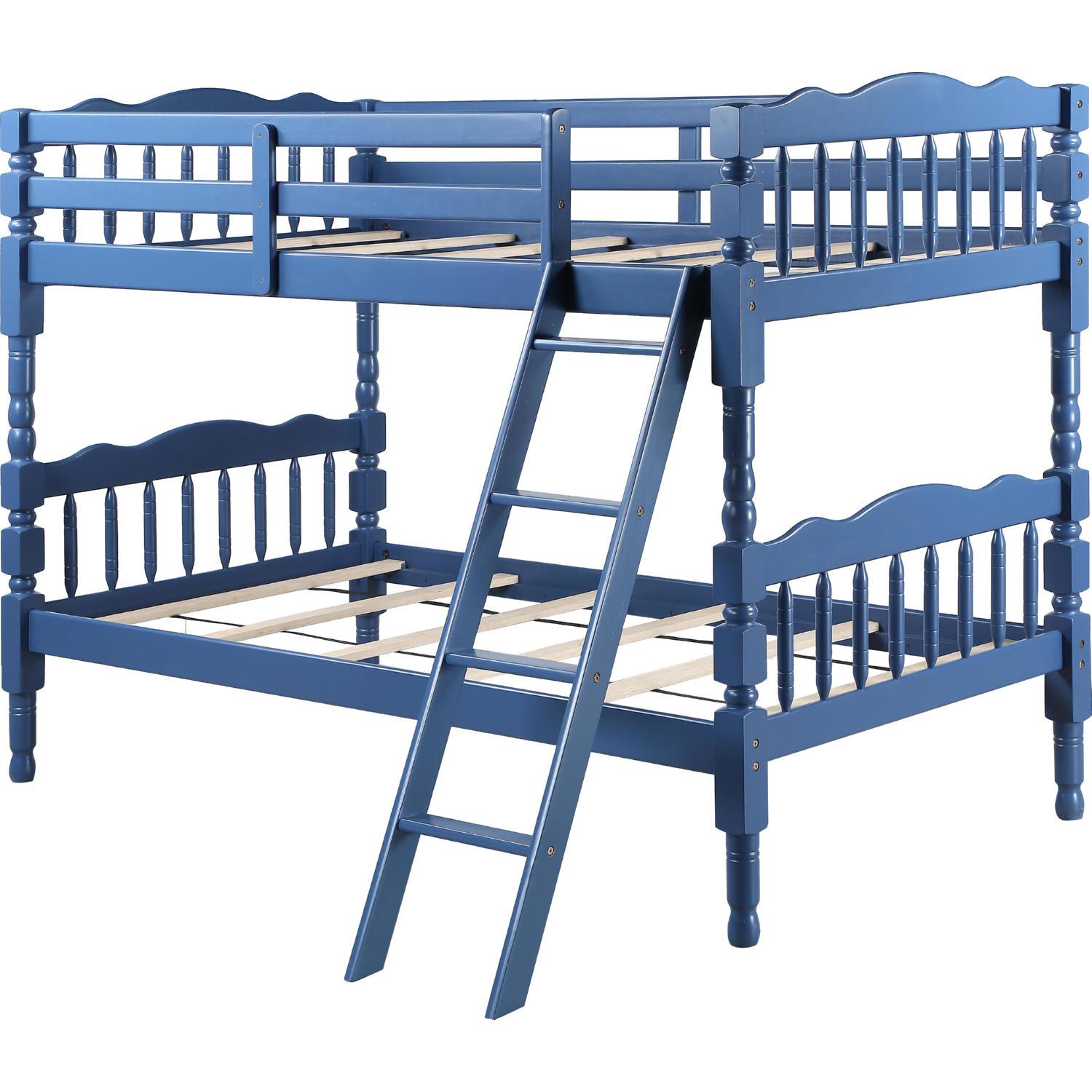 

    
Transitional Convertible Dark Blue Twin/Twin Bunk Bed by Acme Homestead BD00865
