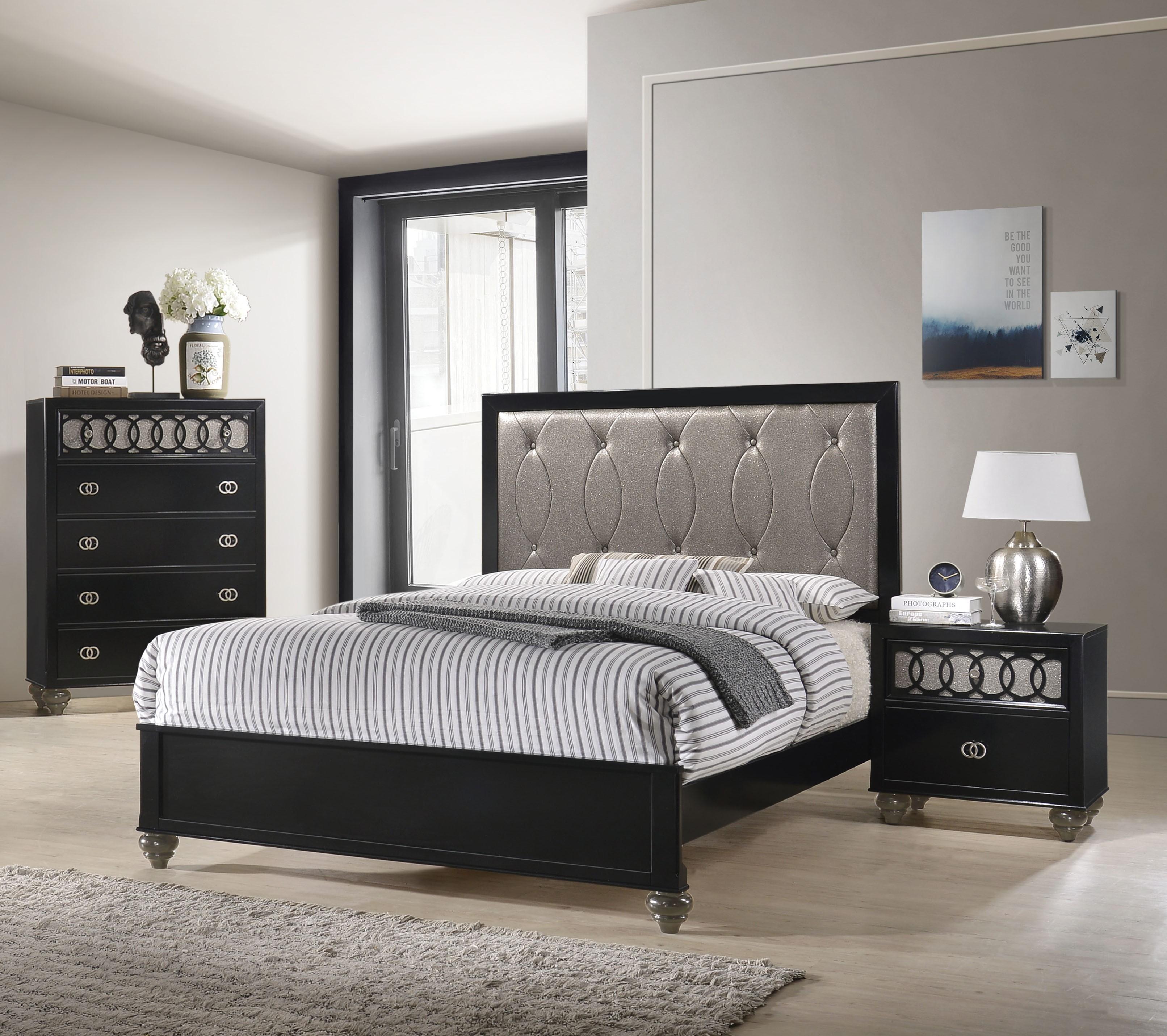 

    
Transitional Copper & Black Finish Glossy Upholstered Headboard Queen Bedroom Set 3Pcs Ulrik-27070Q Acme
