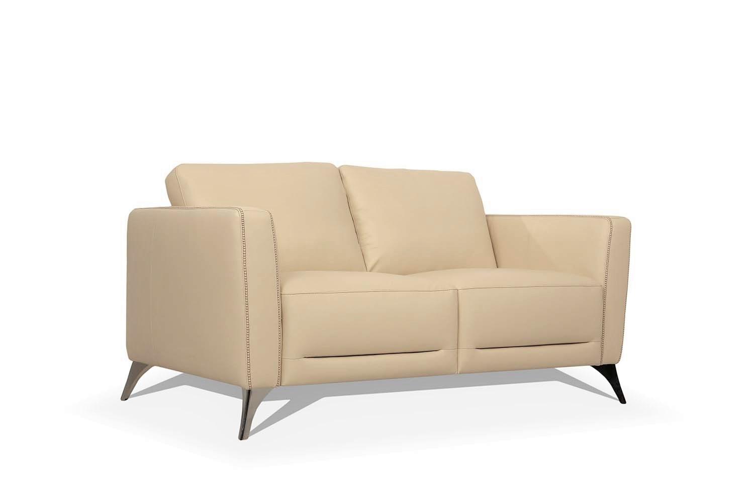 

    
Transitional Cream Leather Loveseat by Acme Malaga 55006
