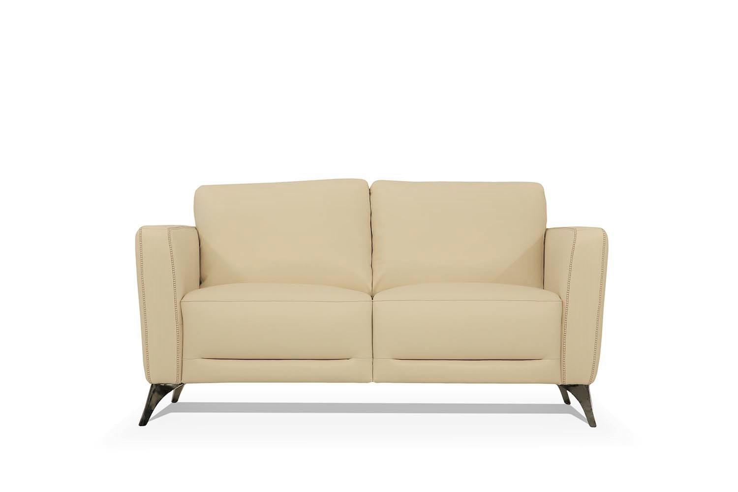 

    
Transitional Cream Leather Loveseat by Acme Malaga 55006
