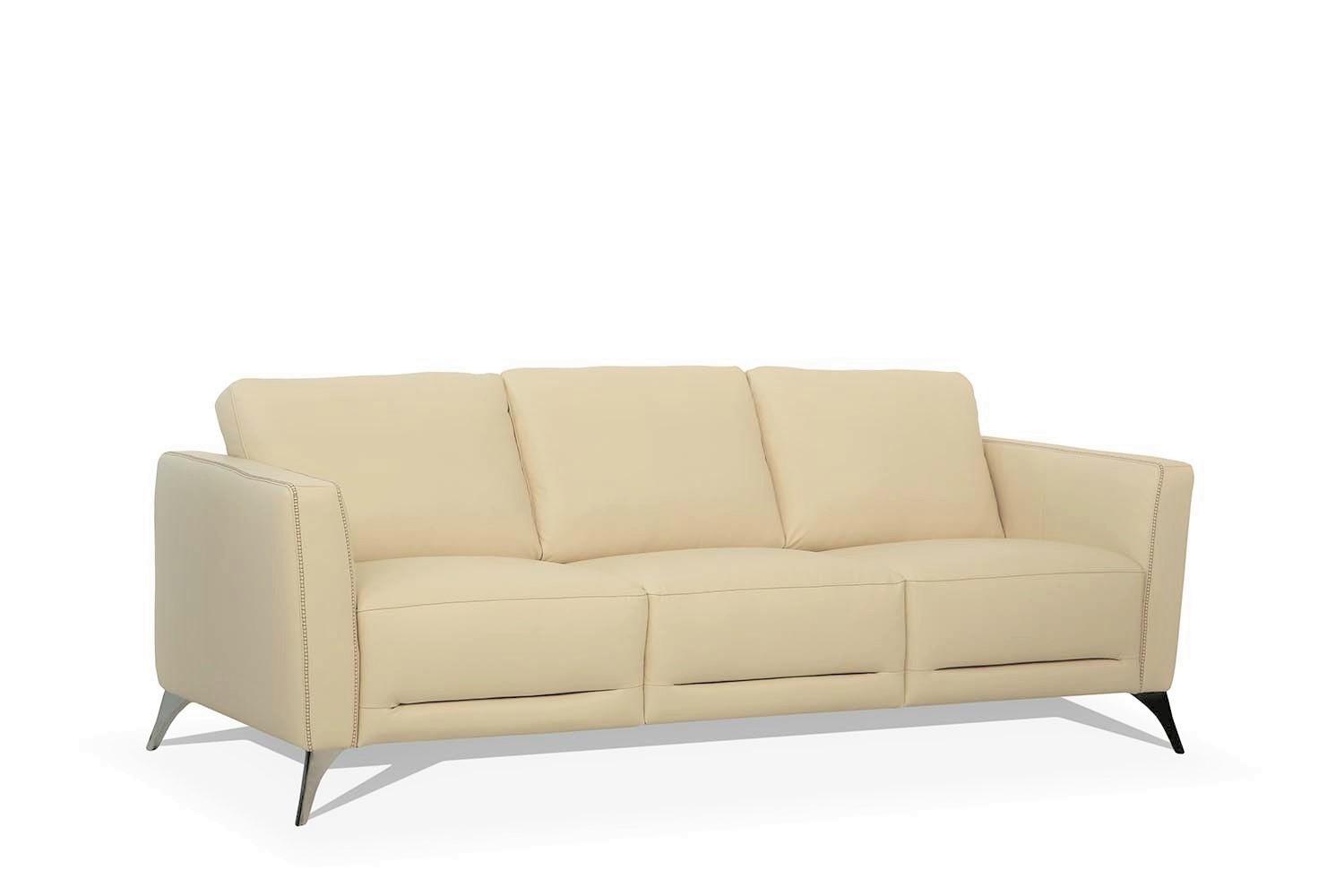 Transitional Sofa Malaga 55005 in Cream Leather