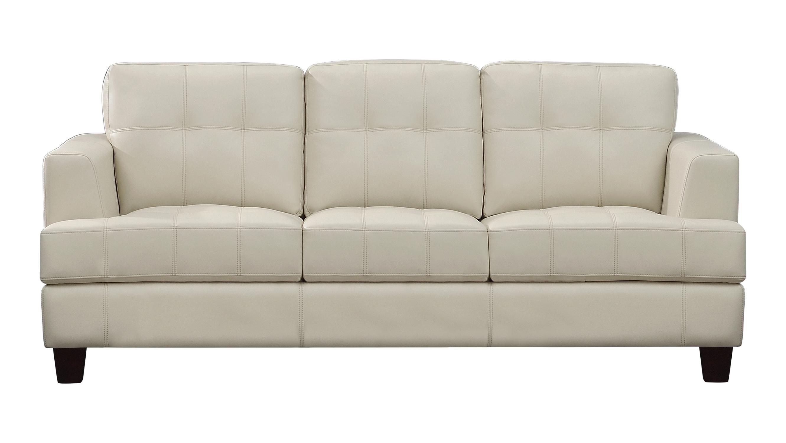 Transitional Sofa 501691 Samuel 501691 in Cream Leatherette
