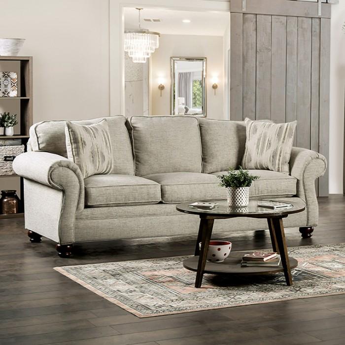 

    
Transitional Cream Solid Wood Sofa Furniture of America Amaya SM5411-SF-S
