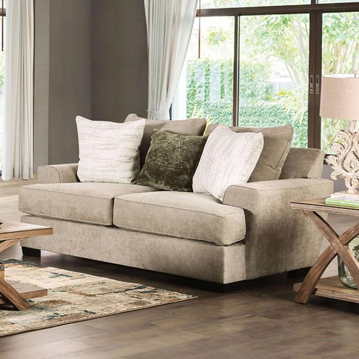 Transitional Loveseat New Meadows Loveseat SM1213-LV-L SM1213-LV-L in Ash, Ivory, Green Fabric