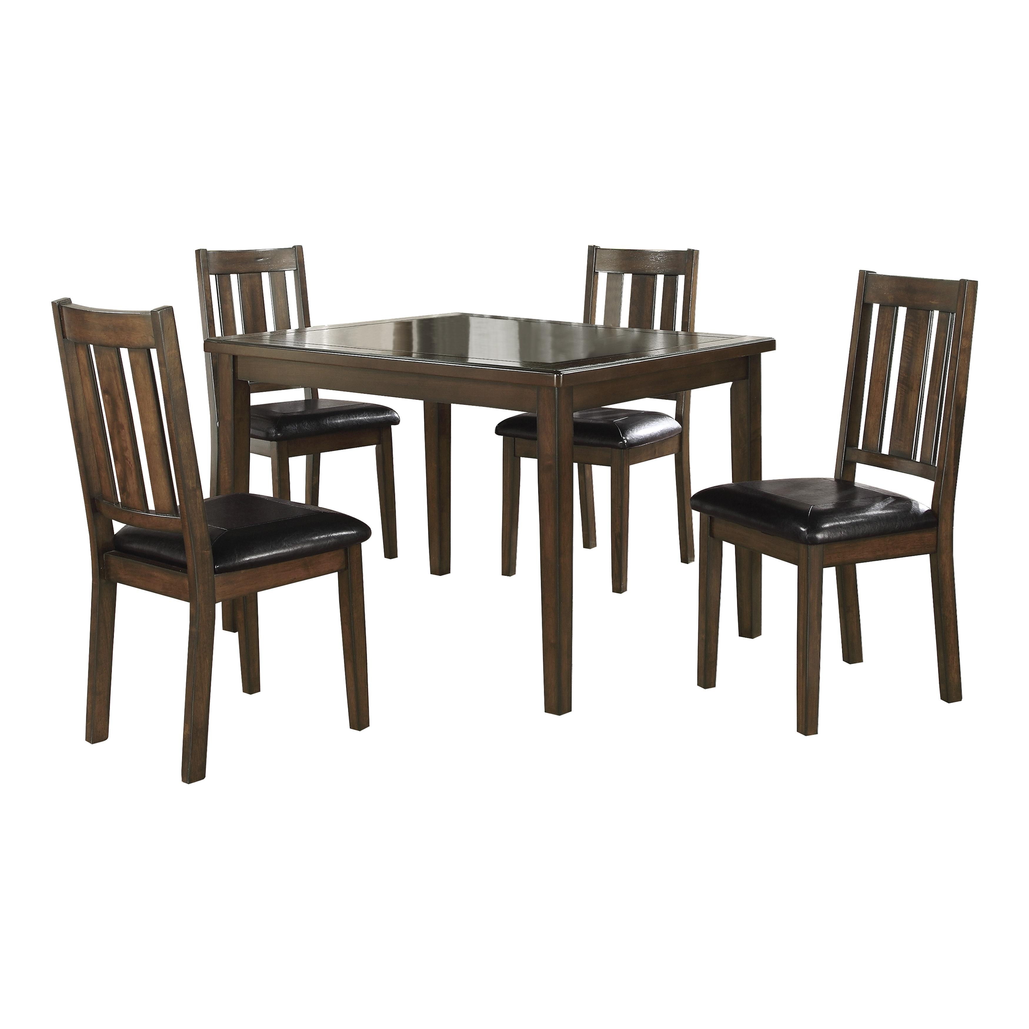 Transitional Dining Room Set 5103 Mosely 5103 in Cherry Faux Leather