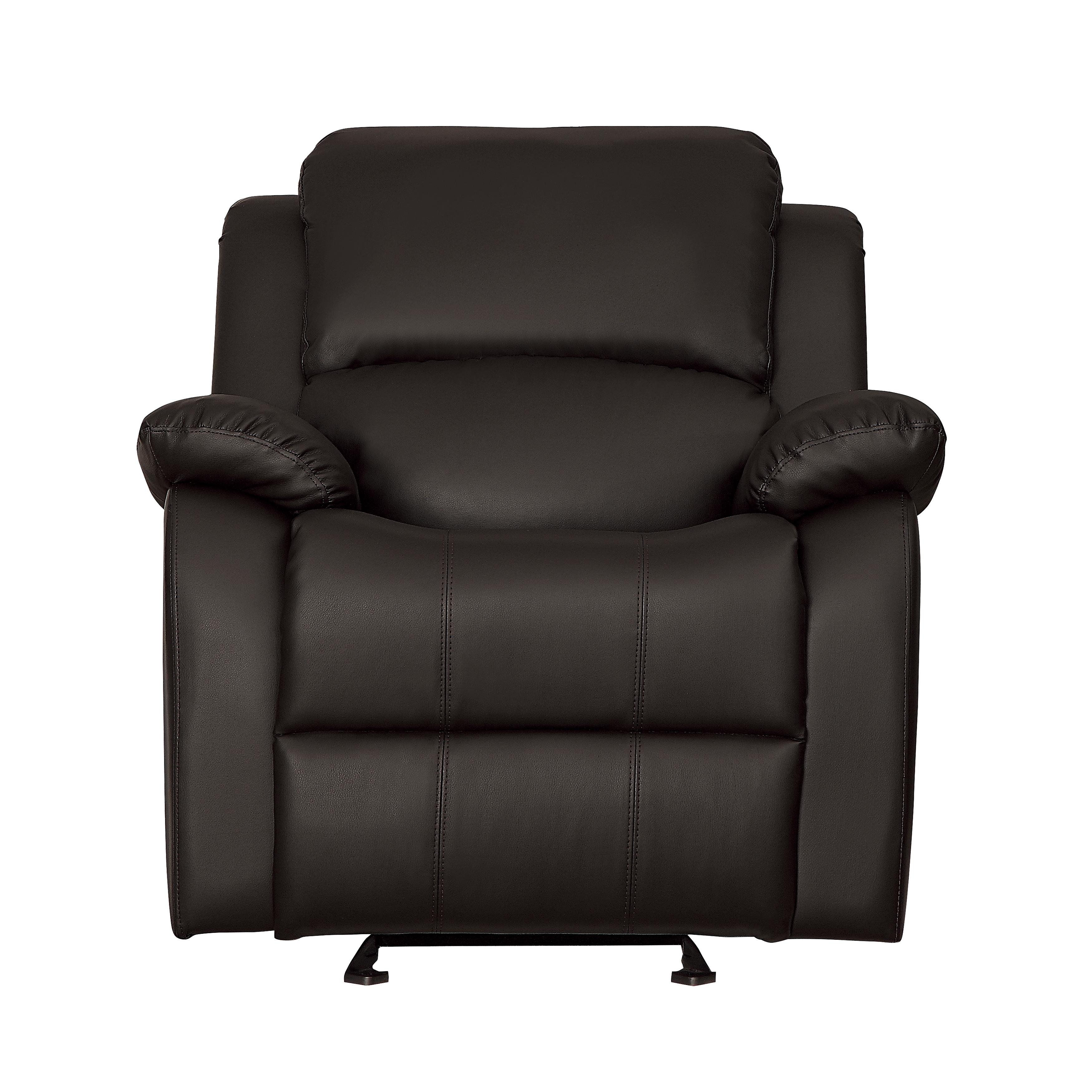 

    
Transitional Dark Brown Faux Leather Reclining Chair Homelegance 9928DBR-1 Clarkdale
