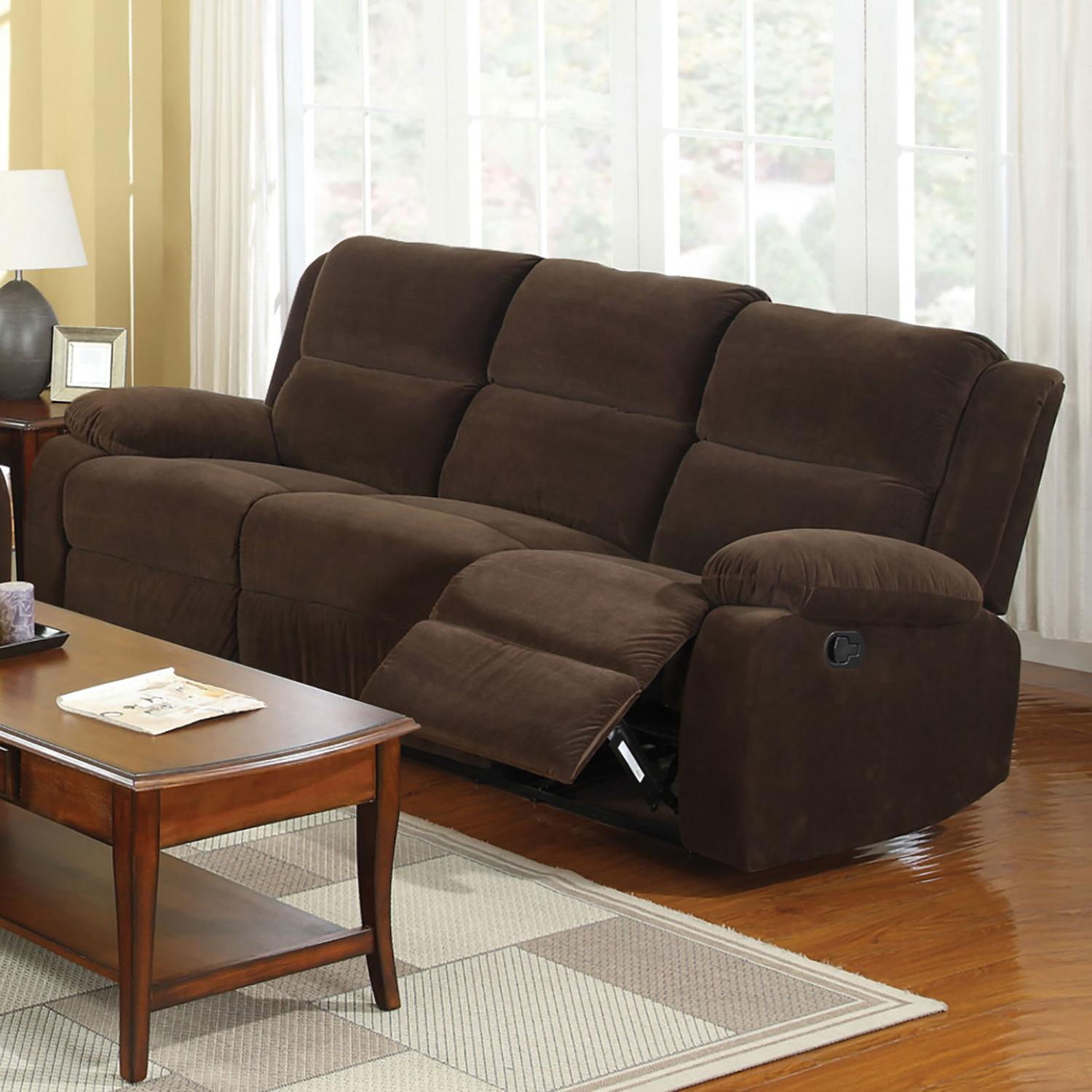 

    
CM6554-3PC Transitional Dark Brown Flannelette Recliner Living Room Set 3pcs Furniture of America Haven
