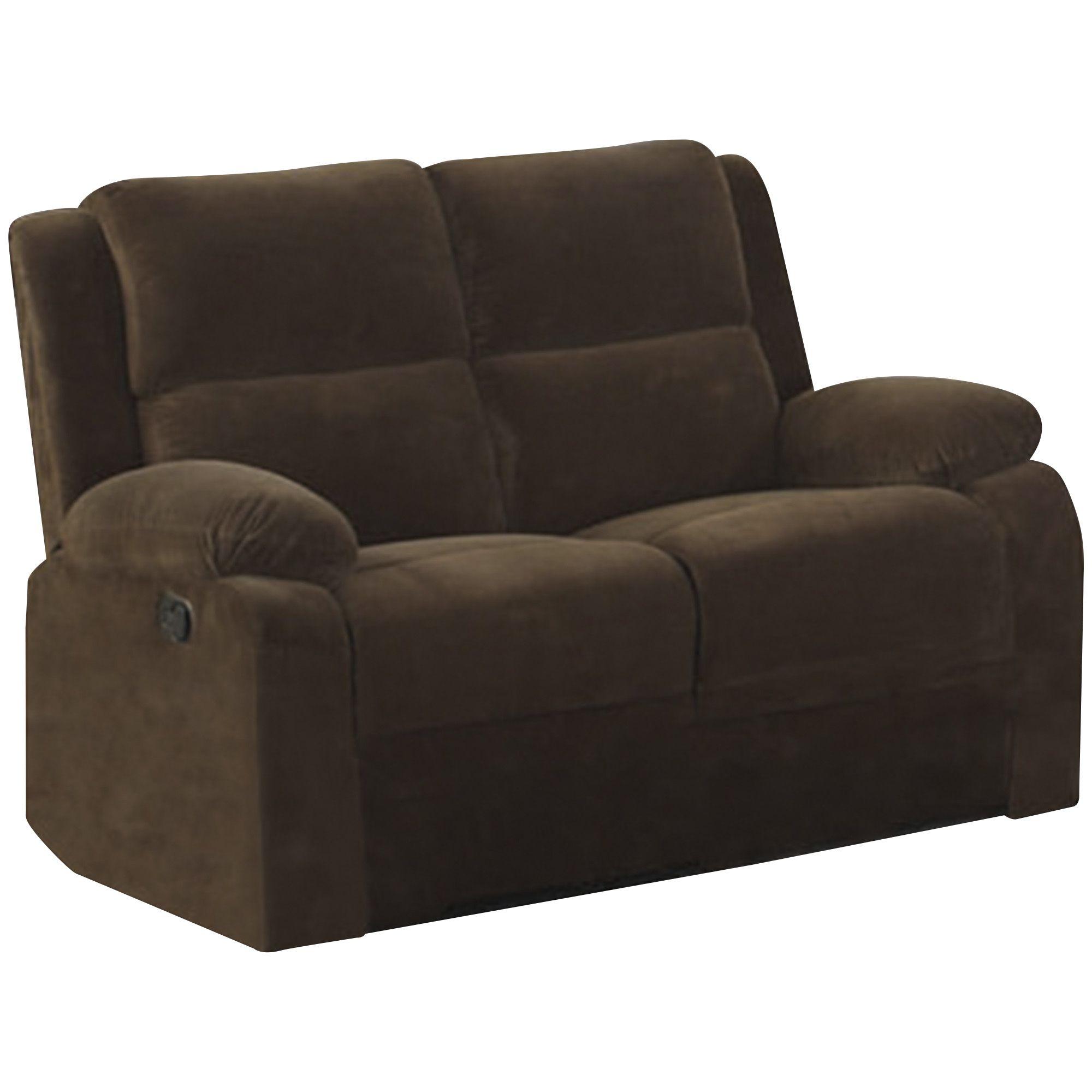 

    
Transitional Dark Brown Flannelette Recliner Sofa and Loveseat Furniture of America Haven
