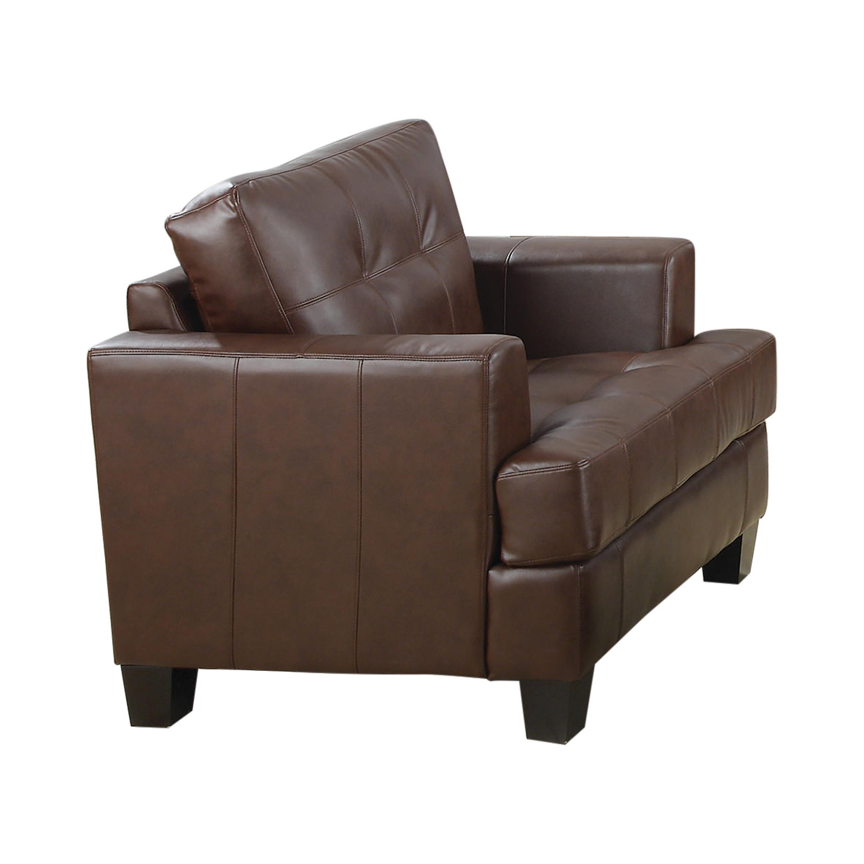 

    
Transitional Dark Brown Leatherette Arm Chair Coaster 504073 Samuel
