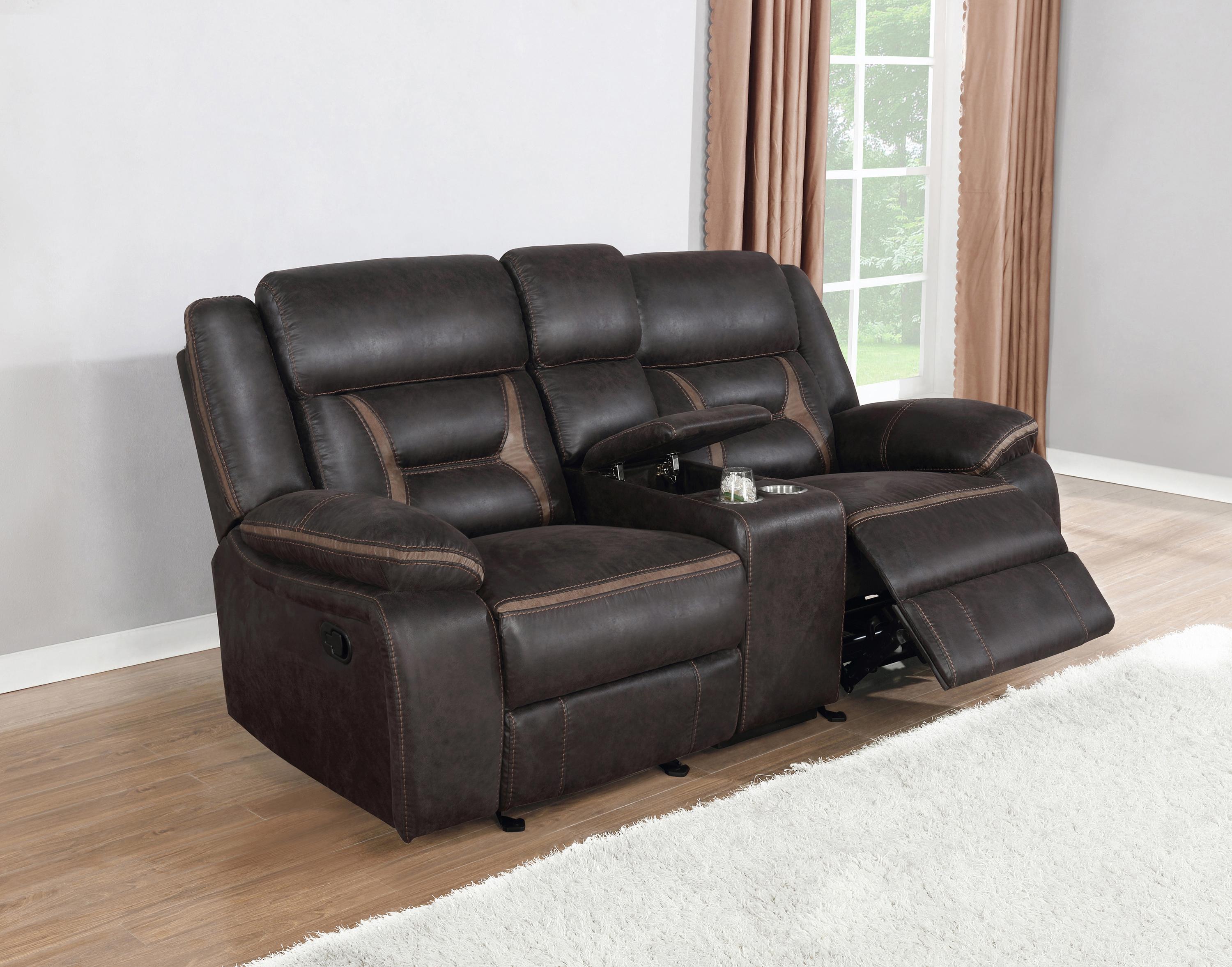 

    
 Shop  Transitional Dark Brown Leatherette Living Room Set 3pcs Coaster 651354-S3 Greer

