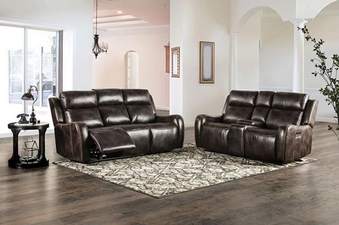 

    
Transitional Dark Brown Leatherette Recliner Sofa Set 2pcs Furniture of America Barclay

