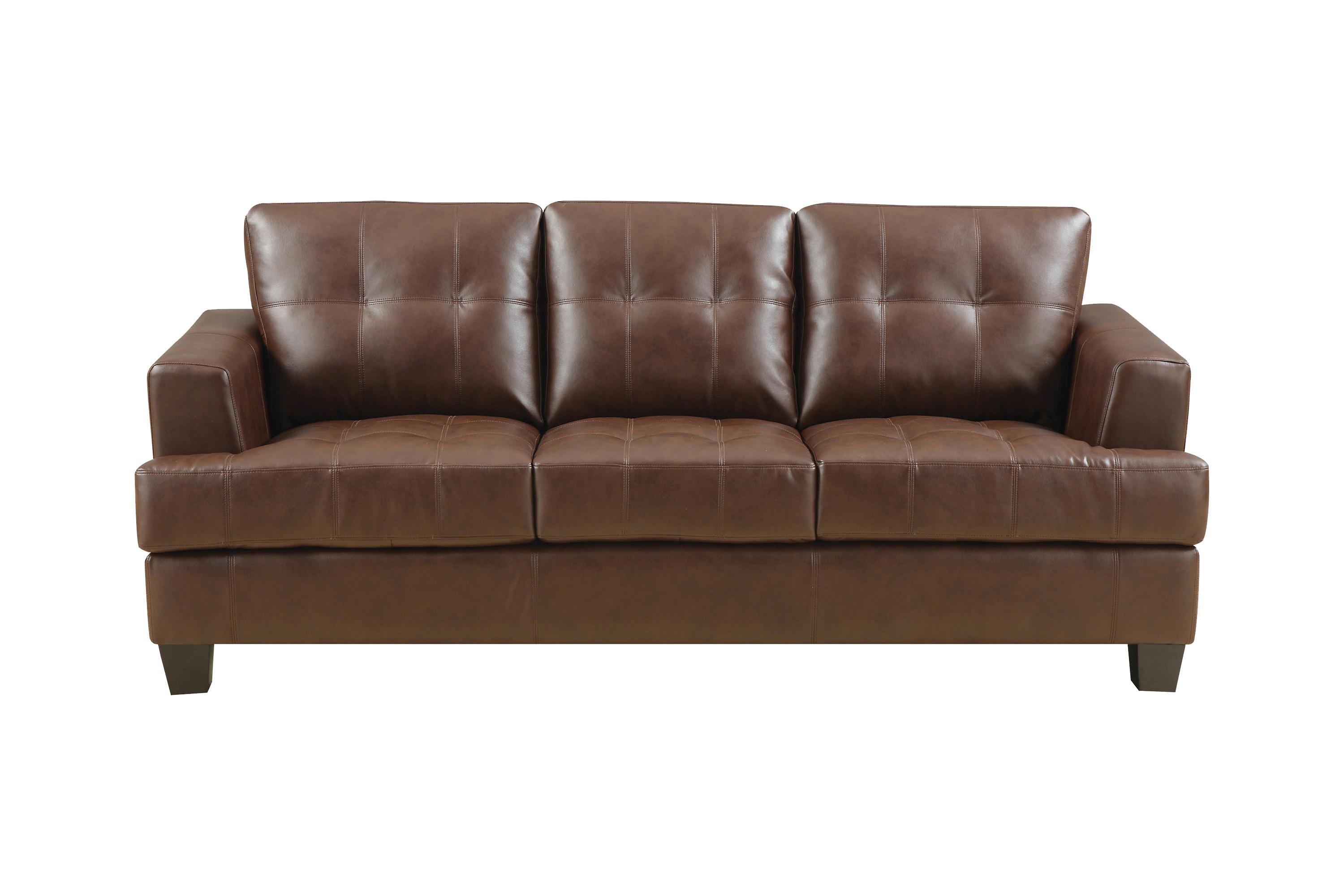 Transitional Sofa 504071 Samuel 504071 in Dark Brown Leatherette