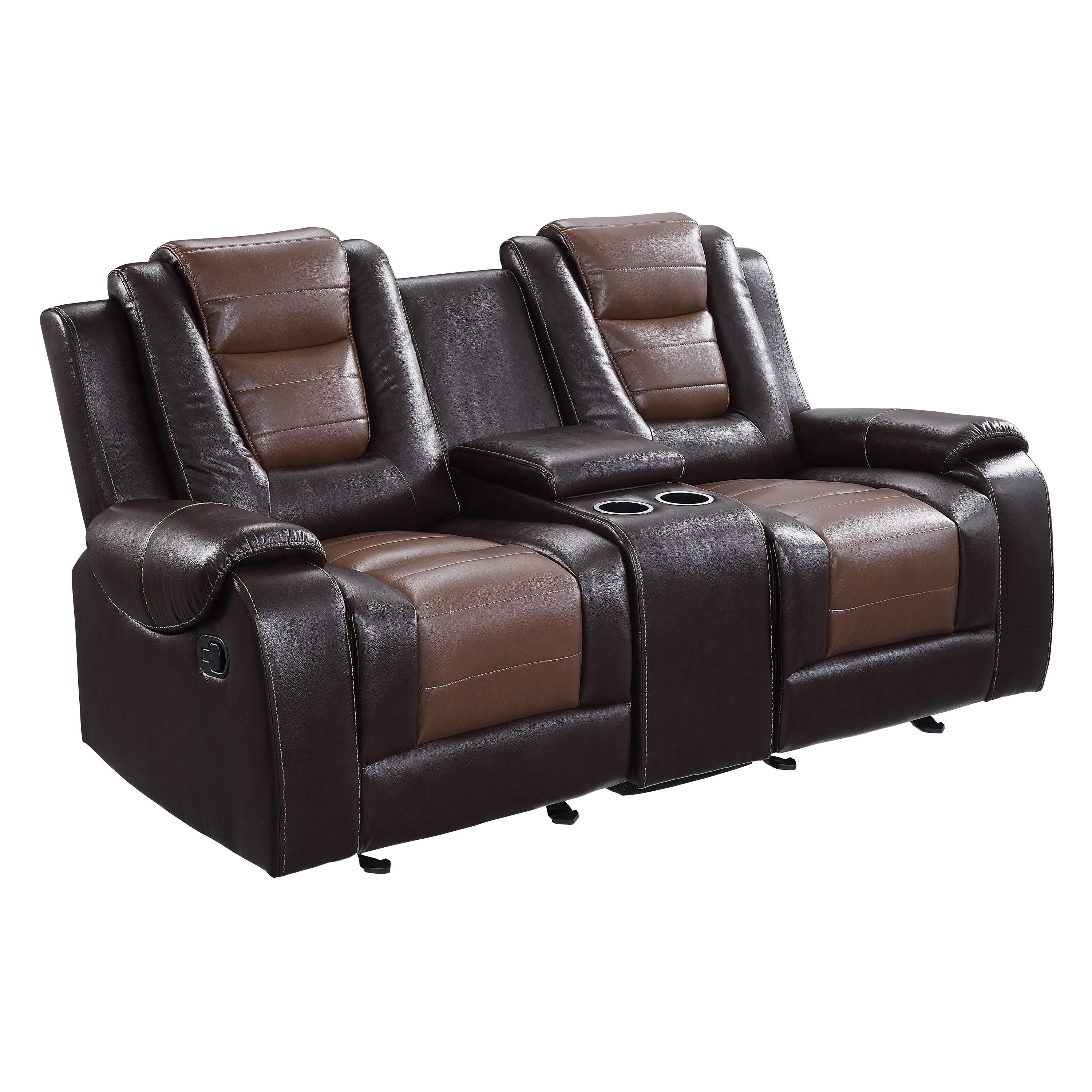 

                    
Buy Transitional Dark Brown & Light Brown Faux Leather Reclining Set 2pcs Homelegance 9470BR Briscoe
