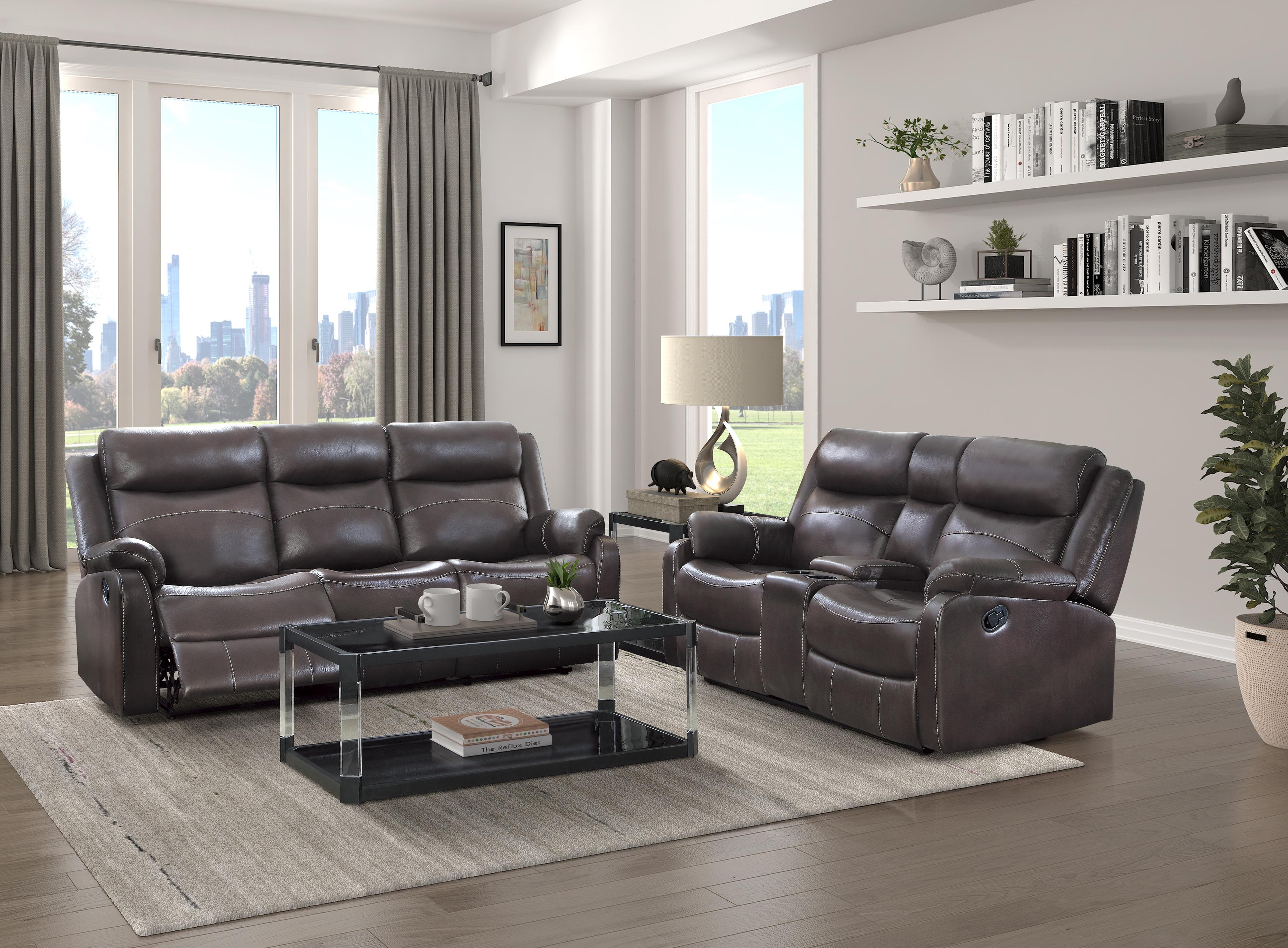 

    
Transitional Dark Brown Solid Wood Reclining Living Room Set 2PCS Homelegance Yerba 9990DB-3-S-2PCS
