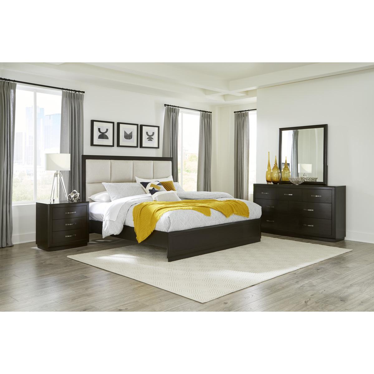 Transitional Bedroom Set 1575-1*3PC Hodgin 1575-1*3PC in Charcoal, Beige 