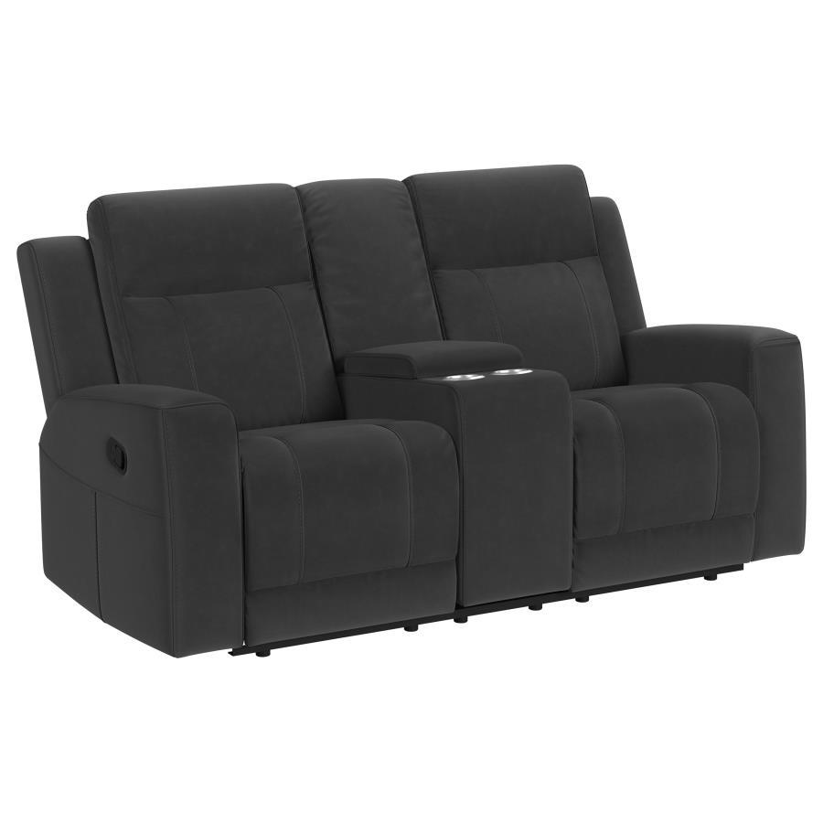 Transitional Reclining Loveseat Brentwood Reclining Loveseat 610285-L 610285-L in Charcoal Fabric