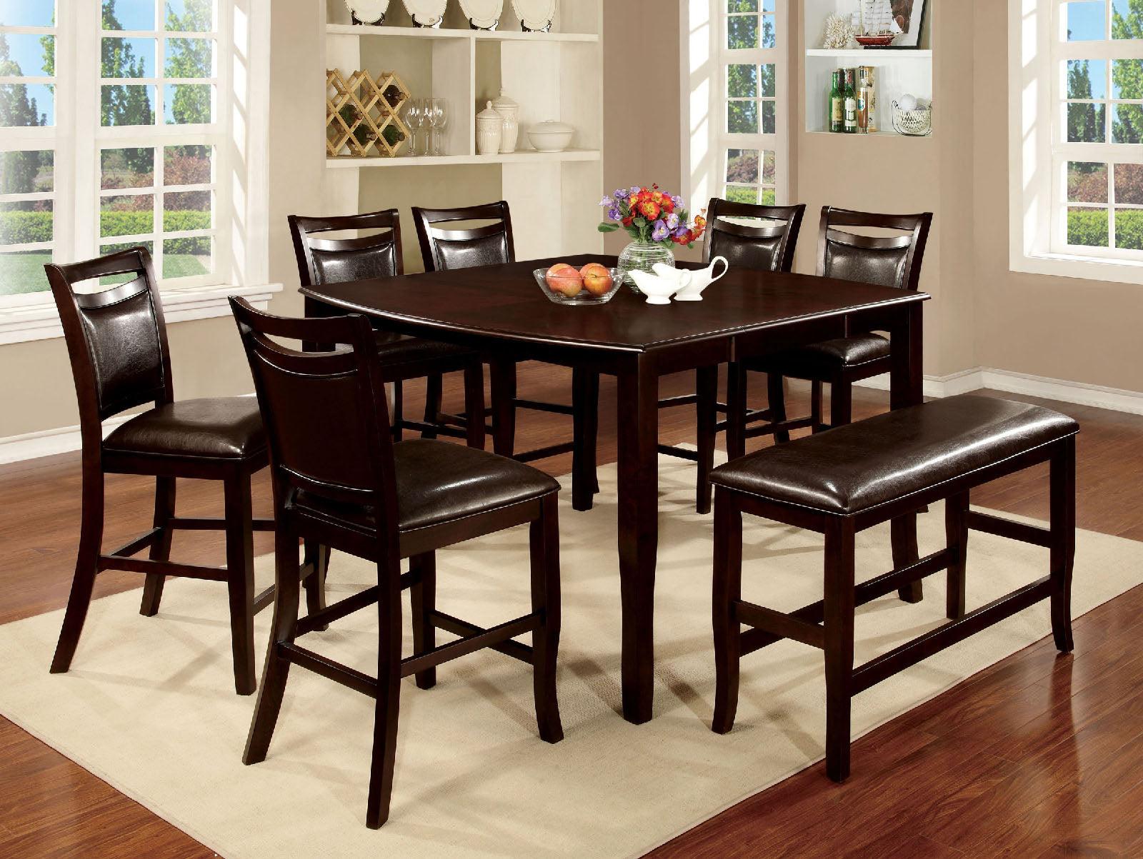 Transitional Counter Dining Set CM3024PT-6PC Woodside CM3024PT-6PC in Dark Cherry Leatherette