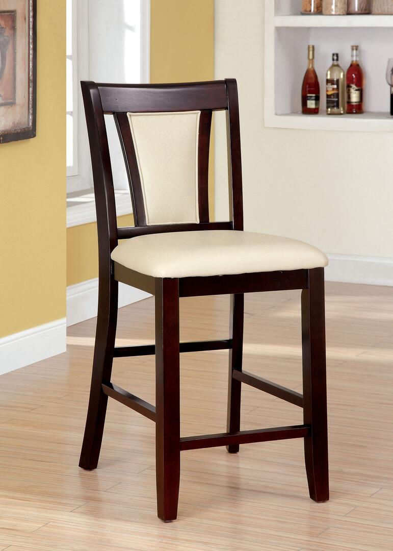

    
Transitional Dark Cherry & Ivory Counter Height Chairs Set 2pcs Furniture of America CM3984PC-2PK Brent
