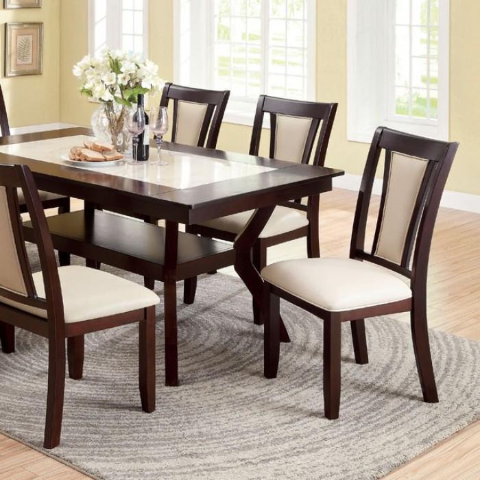 

    
Transitional Dark Cherry & Ivory Faux Marble Dining Table Furniture of America CM3984T Brent
