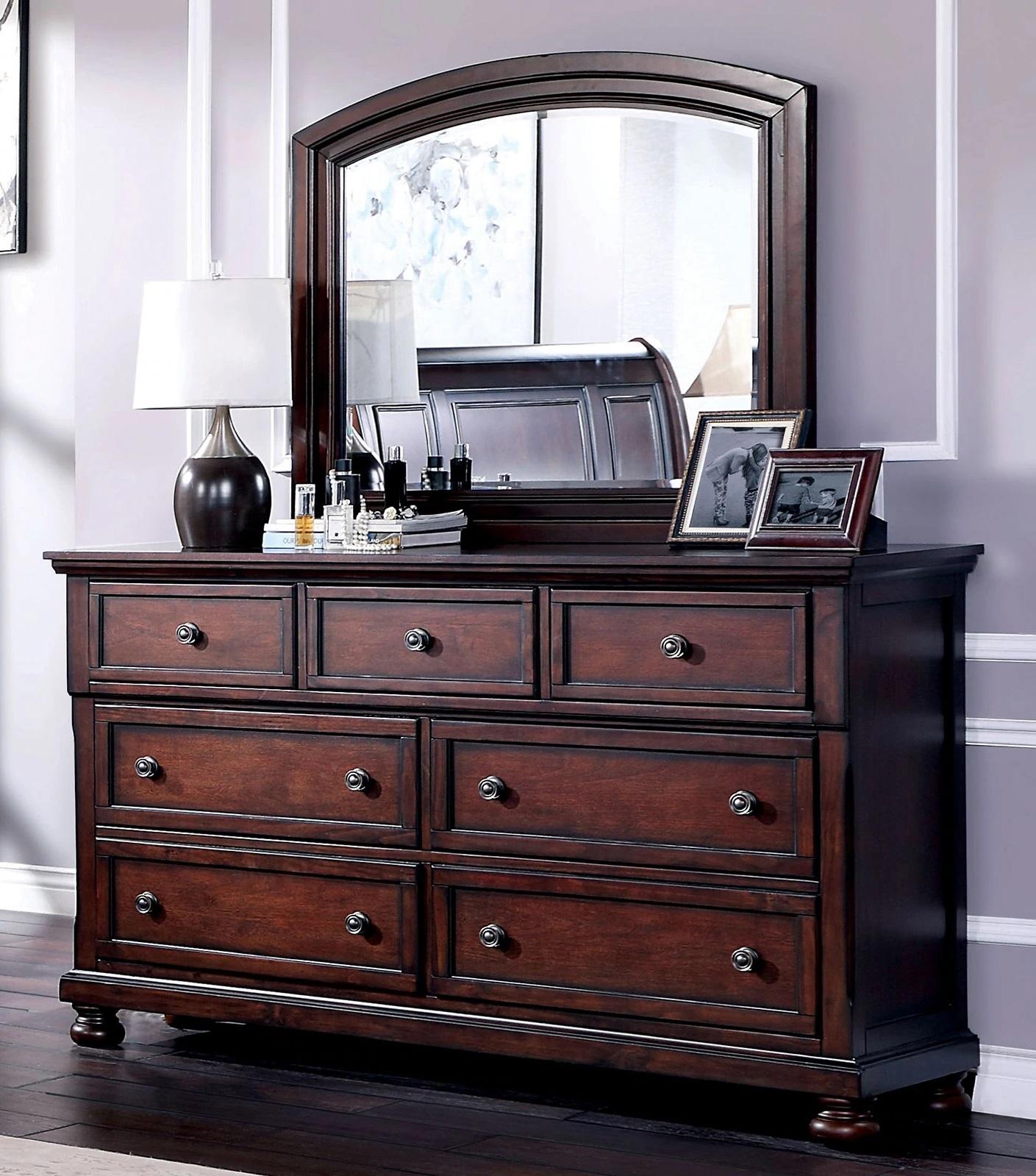 

                    
Buy Transitional Dark Cherry Solid Wood CAL Bedroom Set 5pcs Furniture of America CM7548CH-DR Wells
