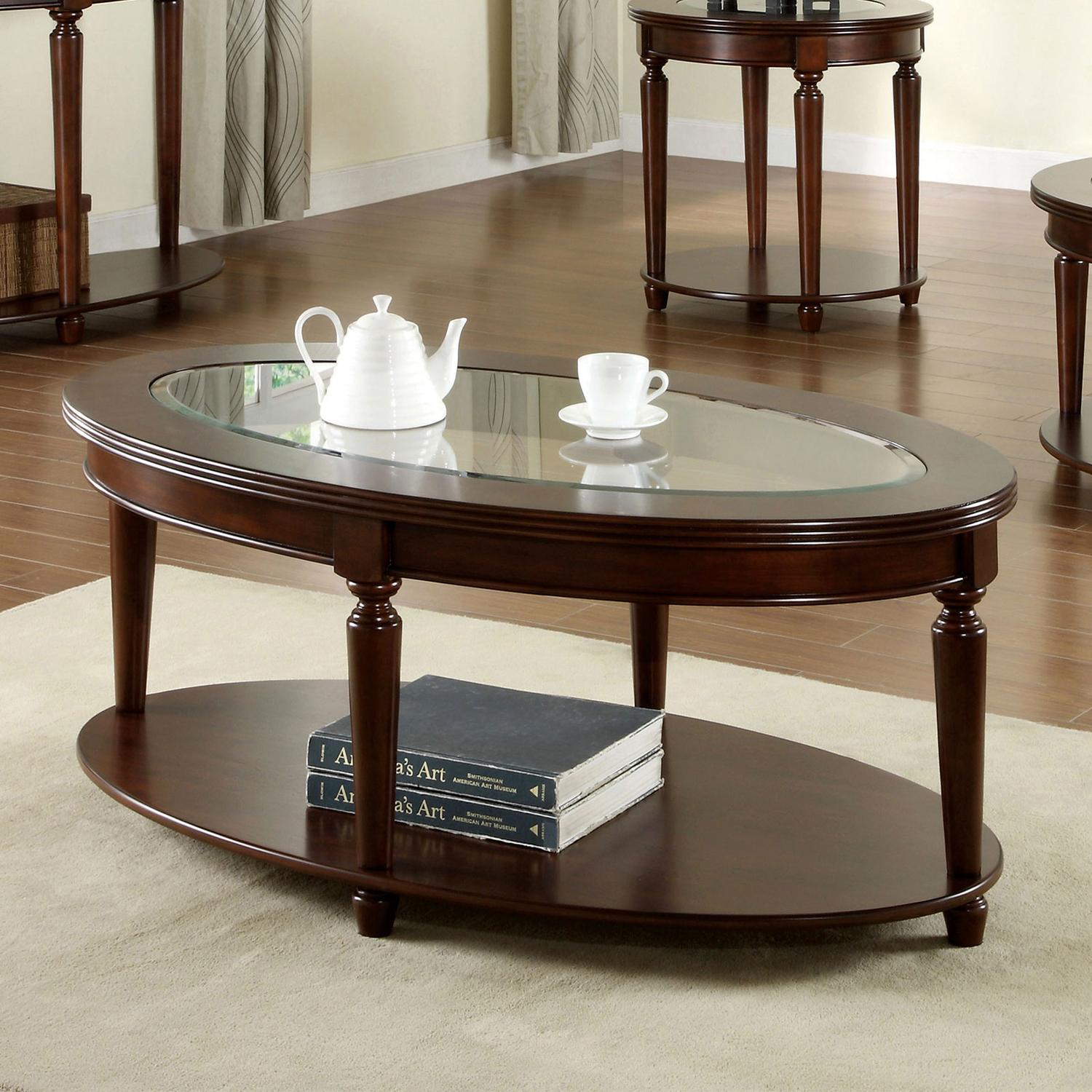 

    
Transitional Dark Cherry Solid Wood Coffee Table Set w/Sofa Table 3pcs Furniture of America Granvia
