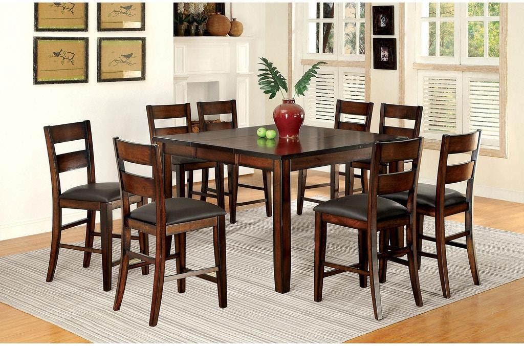 

    
Transitional Dark Cherry Solid Wood Counter Room Set 9pcs Furniture of America Dickinson
