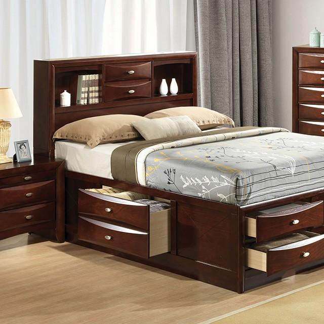 

    
Transitional Dark Cherry Solid Wood Queen Storage Bed Furniture of America Zosimo FM7210CH-Q
