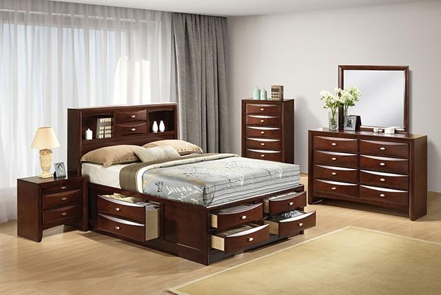 

    
Transitional Dark Cherry Solid Wood Queen Storage Bedroom Set 5PCS Furniture of America Zosimo FM7210CH-Q-5PCS
