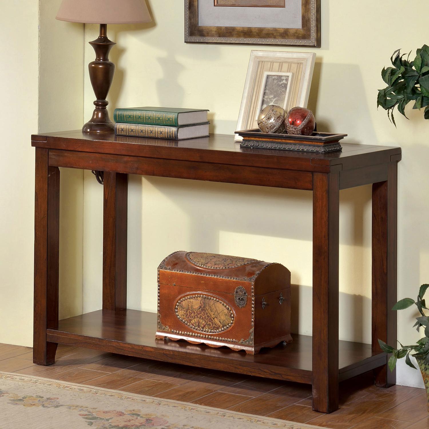 

    
Transitional Dark Cherry Solid Wood Sofa Table Furniture of America CM4107S Estell
