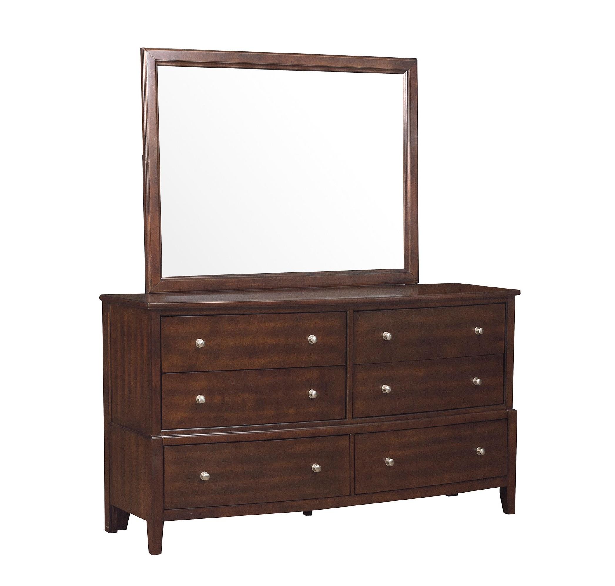 Transitional Dresser w/Mirror 1730-5*6-2PC Cotterill 1730-5*6-2PC in Dark Cherry 
