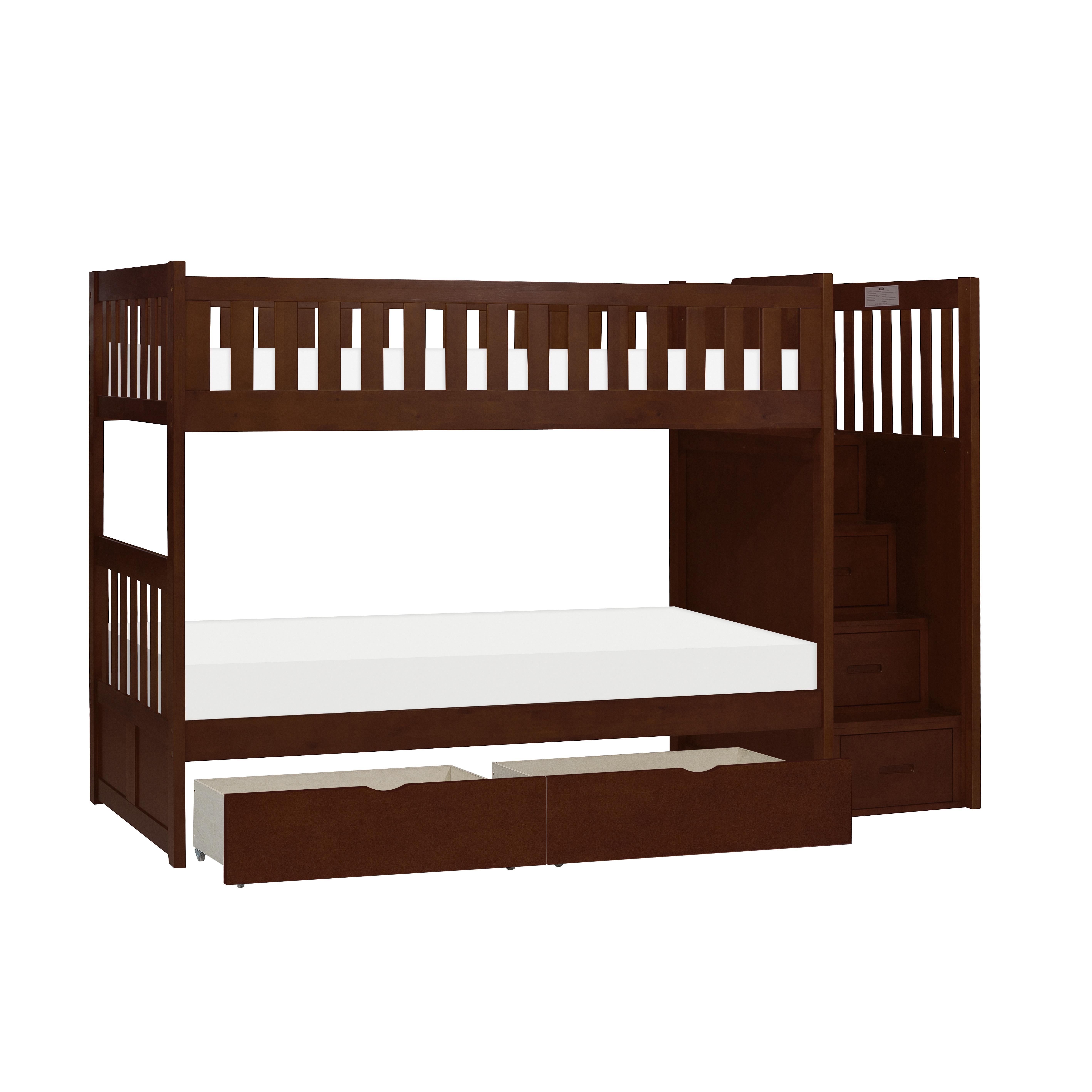 

    
Transitional Dark Cherry Wood Twin/Twin Bunk Bed w/Storage Boxes Homelegance B2013SBDC-1*T Rowe
