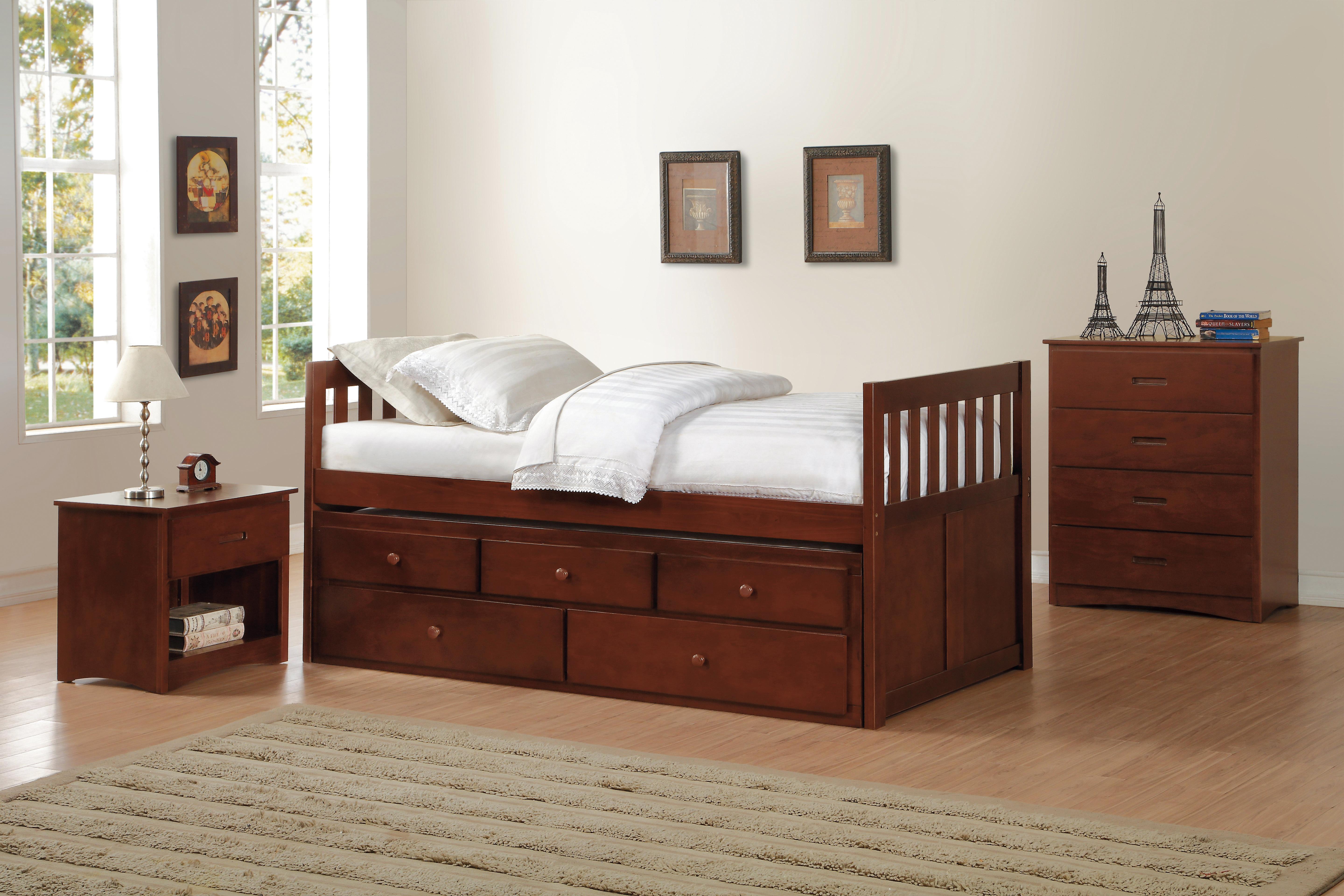 

                    
Buy Transitional Dark Cherry Wood Twin/Twin Trundle Bed w/Storage Drawers Homelegance B2013PRDC-1* Rowe
