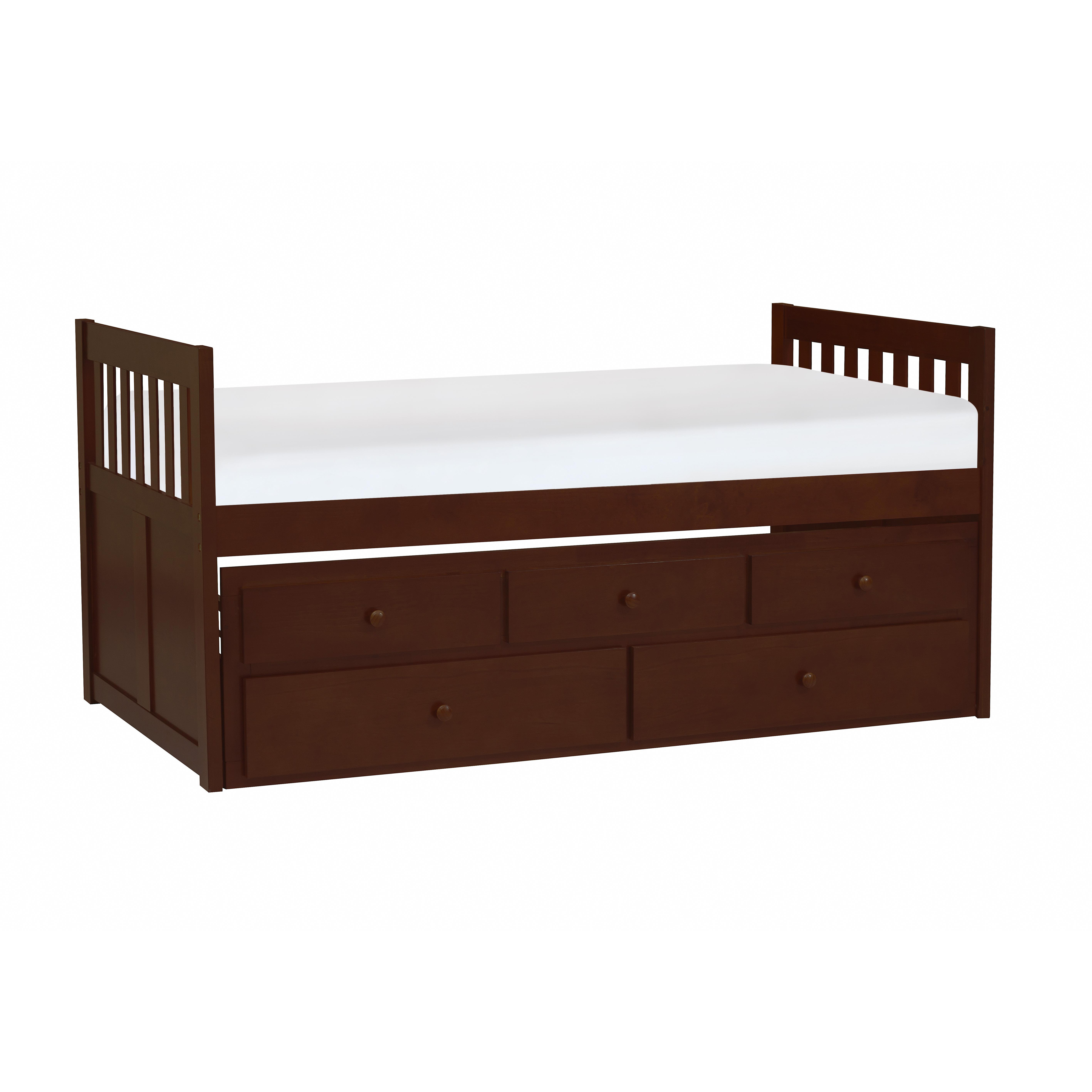 

    
Transitional Dark Cherry Wood Twin/Twin Trundle Bed w/Storage Drawers Homelegance B2013PRDC-1* Rowe
