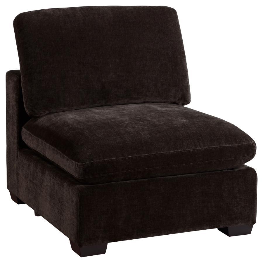 Transitional Armless Chair Lakeview Armless Chair 551464-AC 551464-AC in Dark Chocolate, Black Fabric