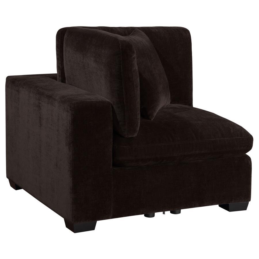 Transitional Modular Corner Chair Lakeview Modular Corner Chair 551465-CC 551465-CC in Dark Chocolate, Black Fabric