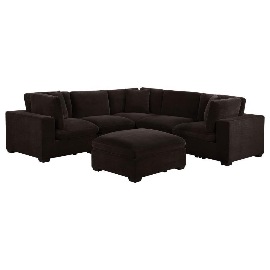 

    
Coaster Lakeview Modular Sectional Sofa Set 6PCS 551464-SET Sectional Sofa Living Room Set Dark Chocolate/Black 551464-SET
