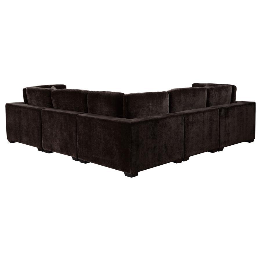 

    
Transitional Dark Chocolate Wood Modular Sectional Sofa Set 6PCS Coaster Lakeview 551464-SET
