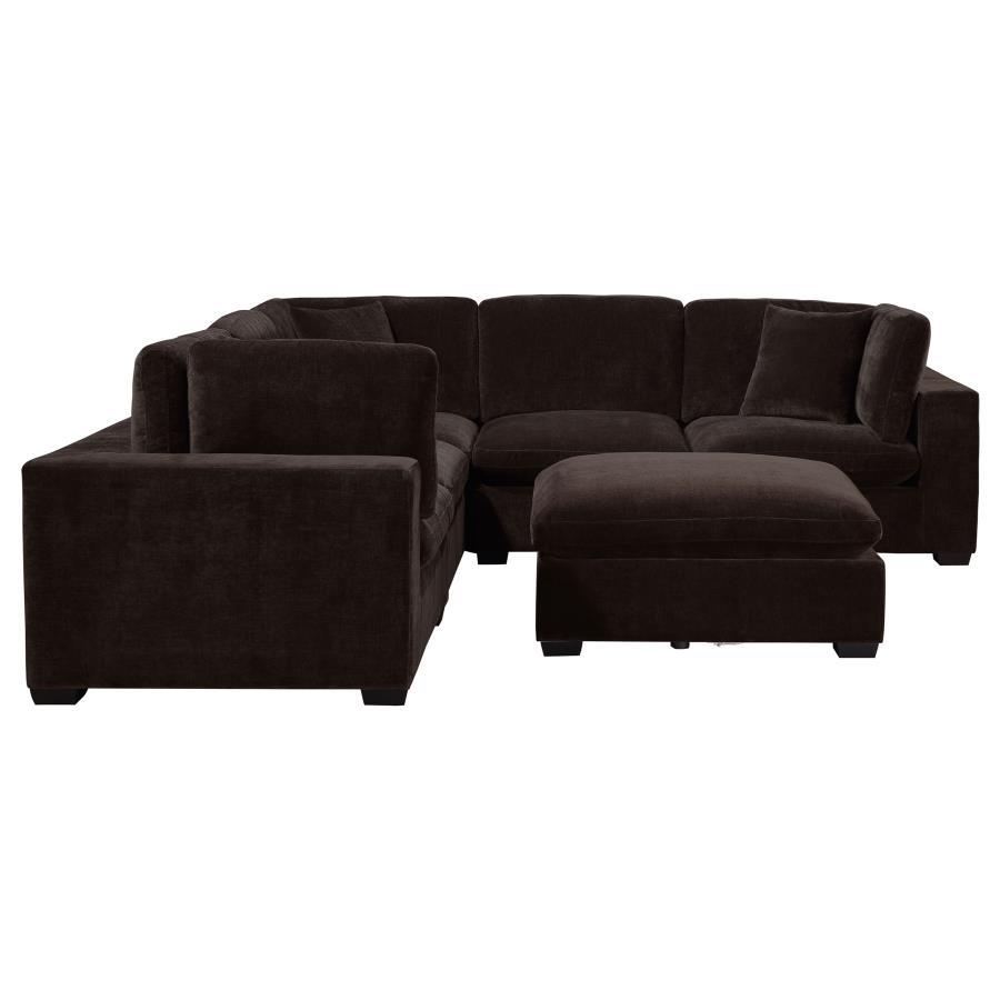 

    
Transitional Dark Chocolate Wood Modular Sectional Sofa Set 6PCS Coaster Lakeview 551464-SETA
