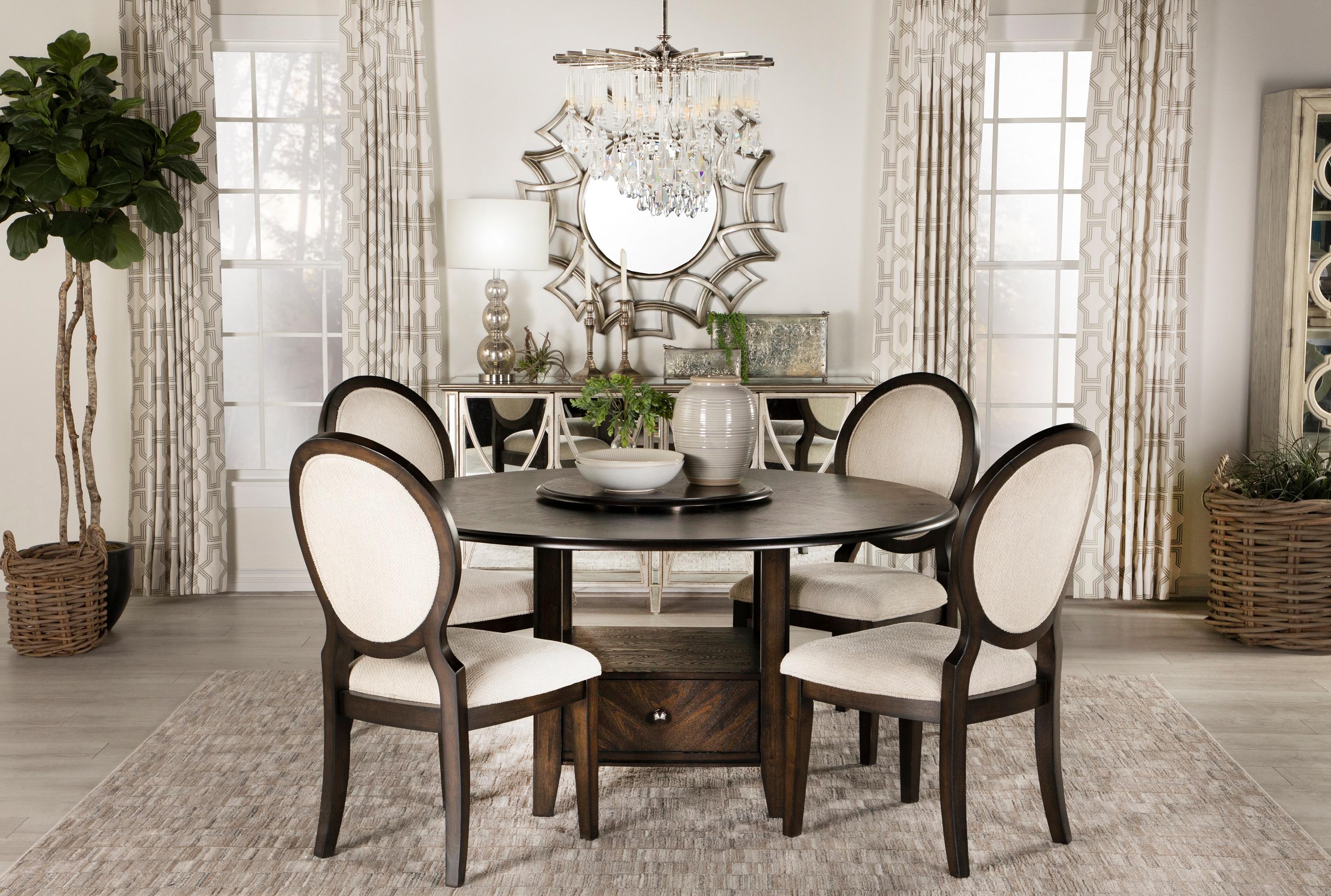 Transitional Dining Room Set 115101-S5 Twyla 115101-S5 in Cocoa 