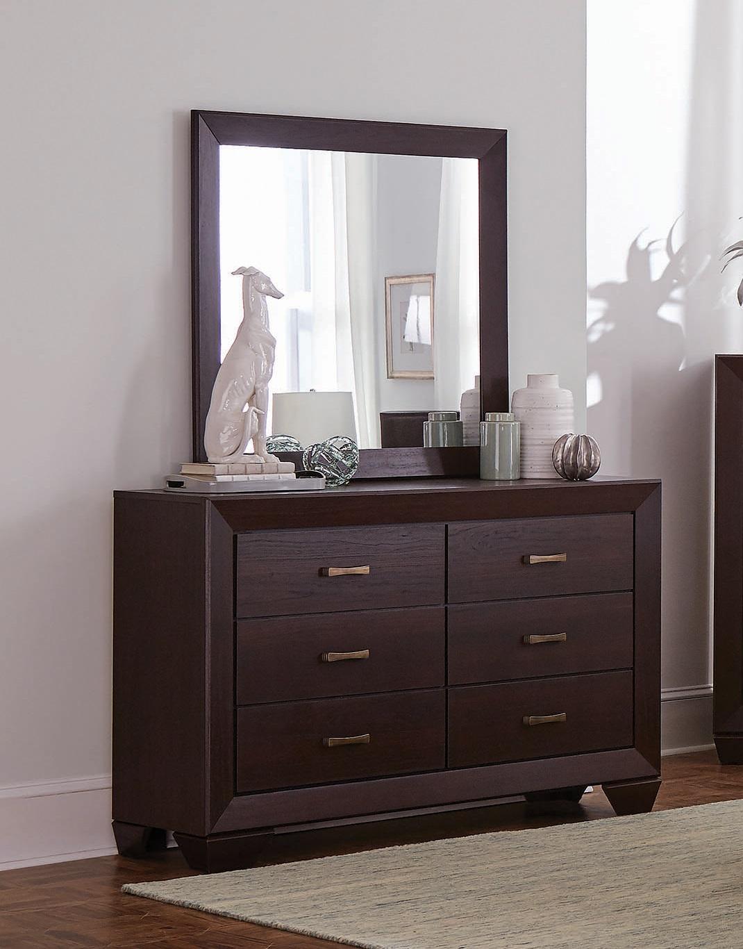 Transitional Dresser w/Mirror 204393-2PC Kauffman 204393-2PC in Cocoa 
