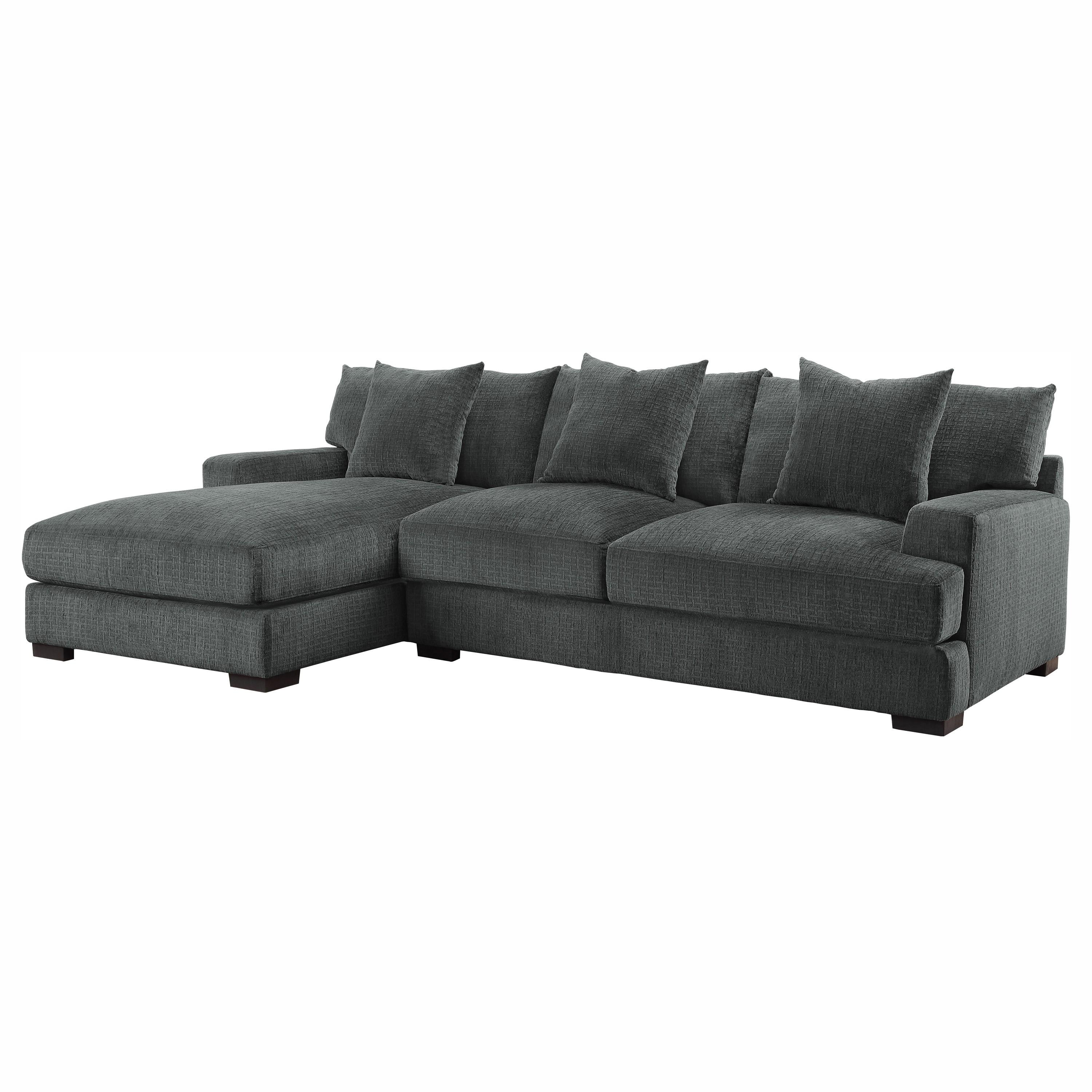 

    
Transitional Dark Gray Chenille 2-Piece Sectional Homelegance 9857DG*2LC2R Worchester
