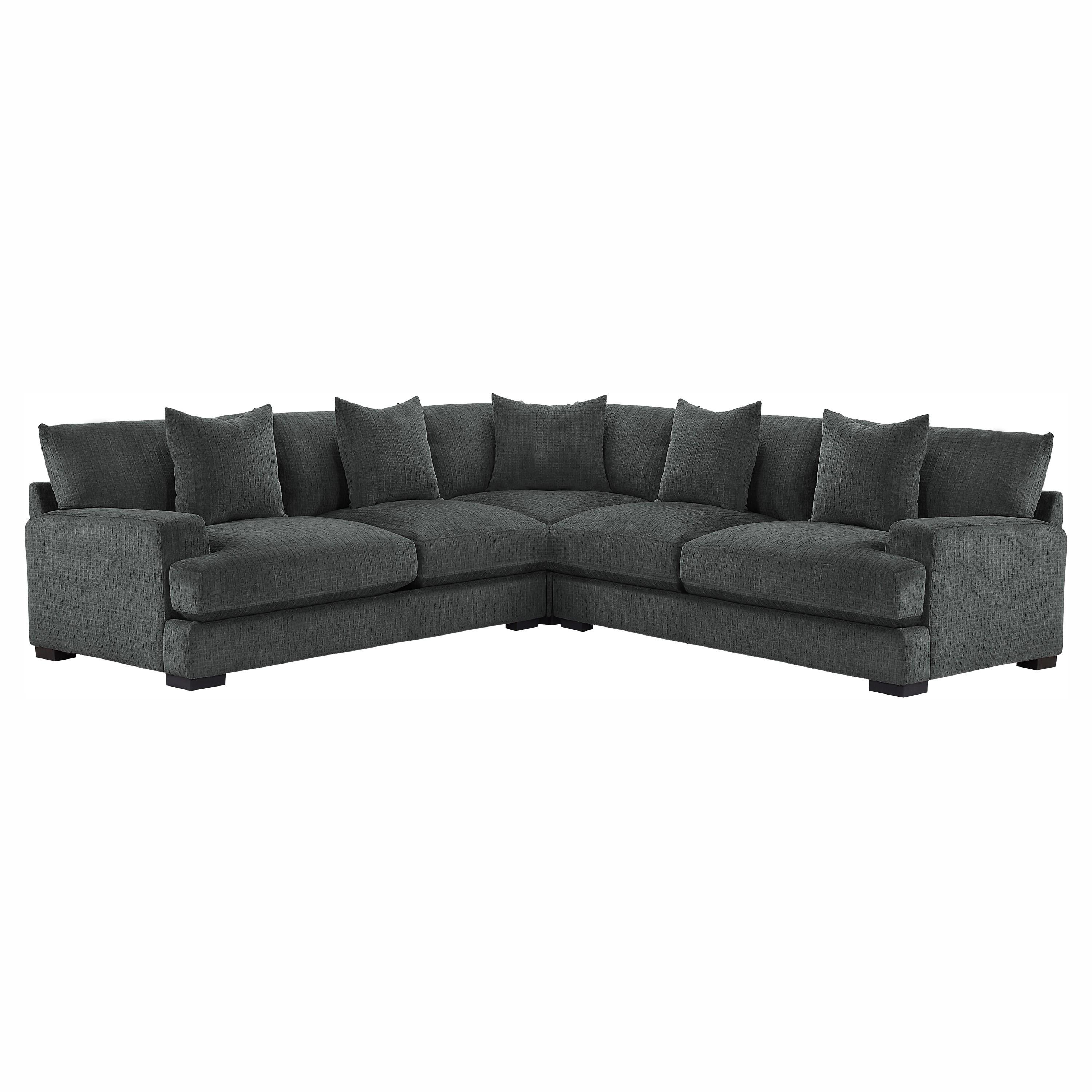 

    
Transitional Dark Gray Chenille 3-Piece Sectional Homelegance 9857DG*32L2R Worchester
